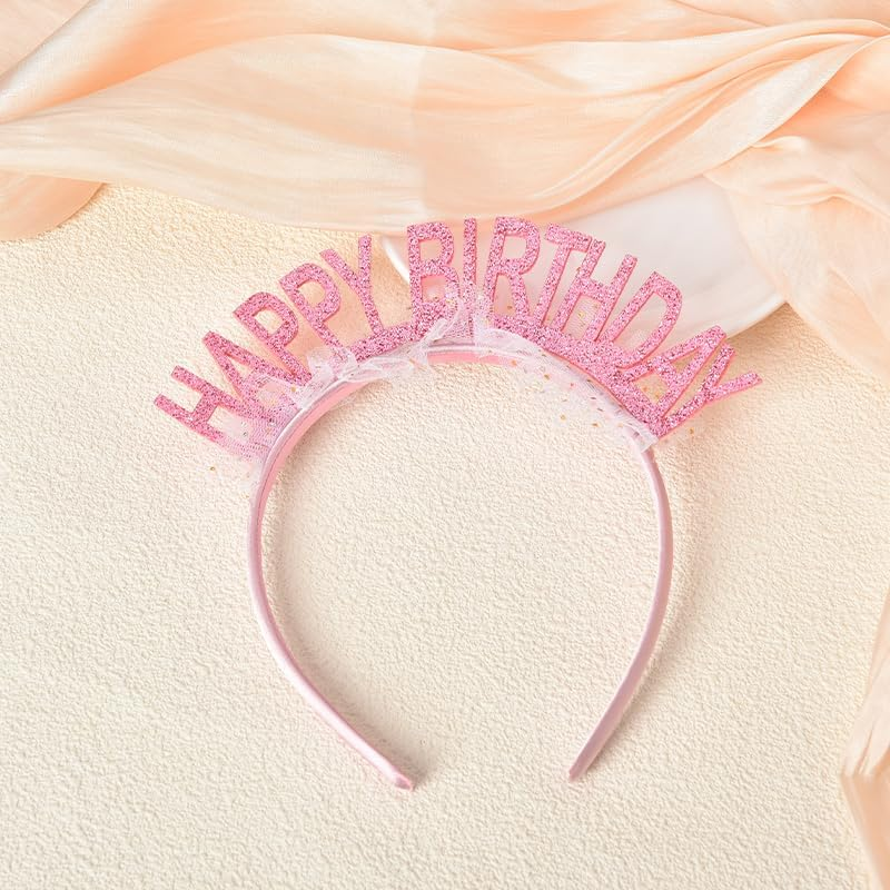 Happy Birthday Crown Headband Birthday Tiara Birthday Party Headbands for Women Girls Happy Birthday Headband Hair Band Birthday Crowns Hair Accessories for Women Birthday Presents for Daughter Sister