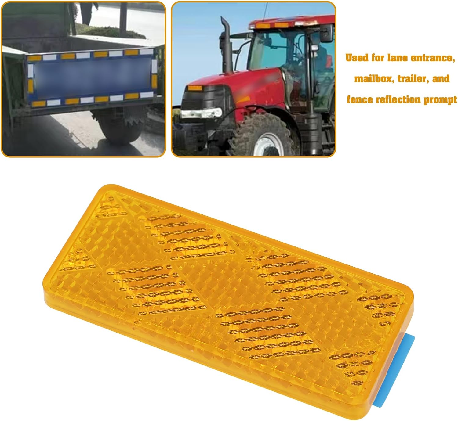 Emsea 4Pcs Rectangula Self Adhesive Reflectors 70 X 30Mm Safety Reflectors with Adhesive for Vehicle Truck Camper Cargo Orange image number 6