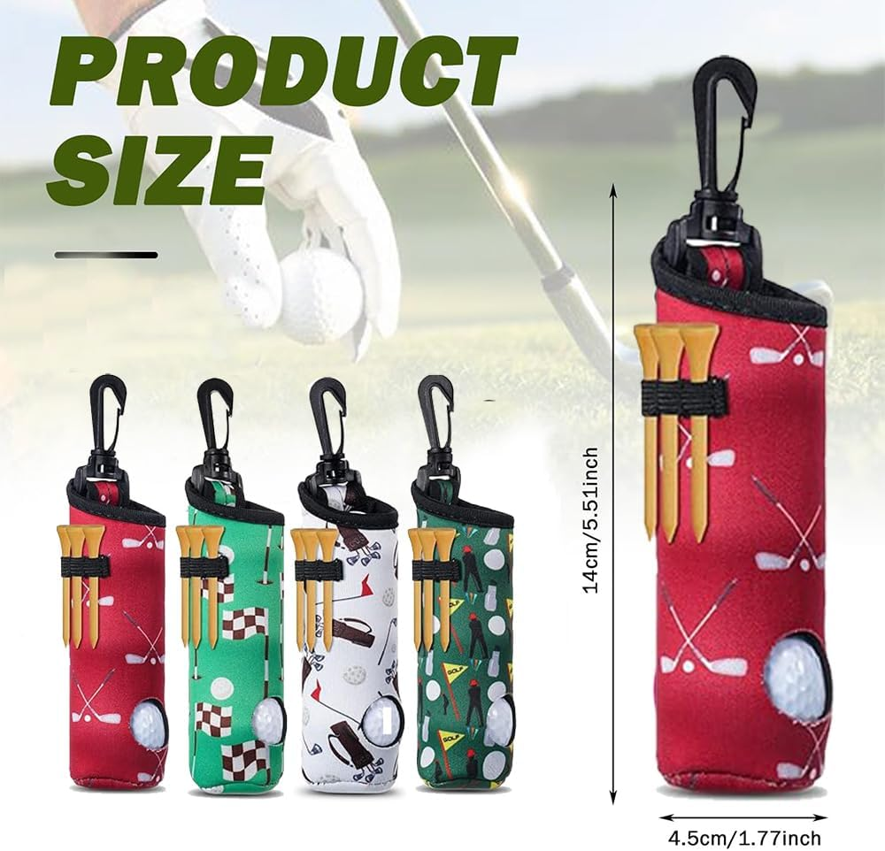 4 Pieces Golf Ball Tee Holder Neoprene Pouch Golf Ball Carry Bag Multicolor Portable Accessories for Man Woman. image number 1