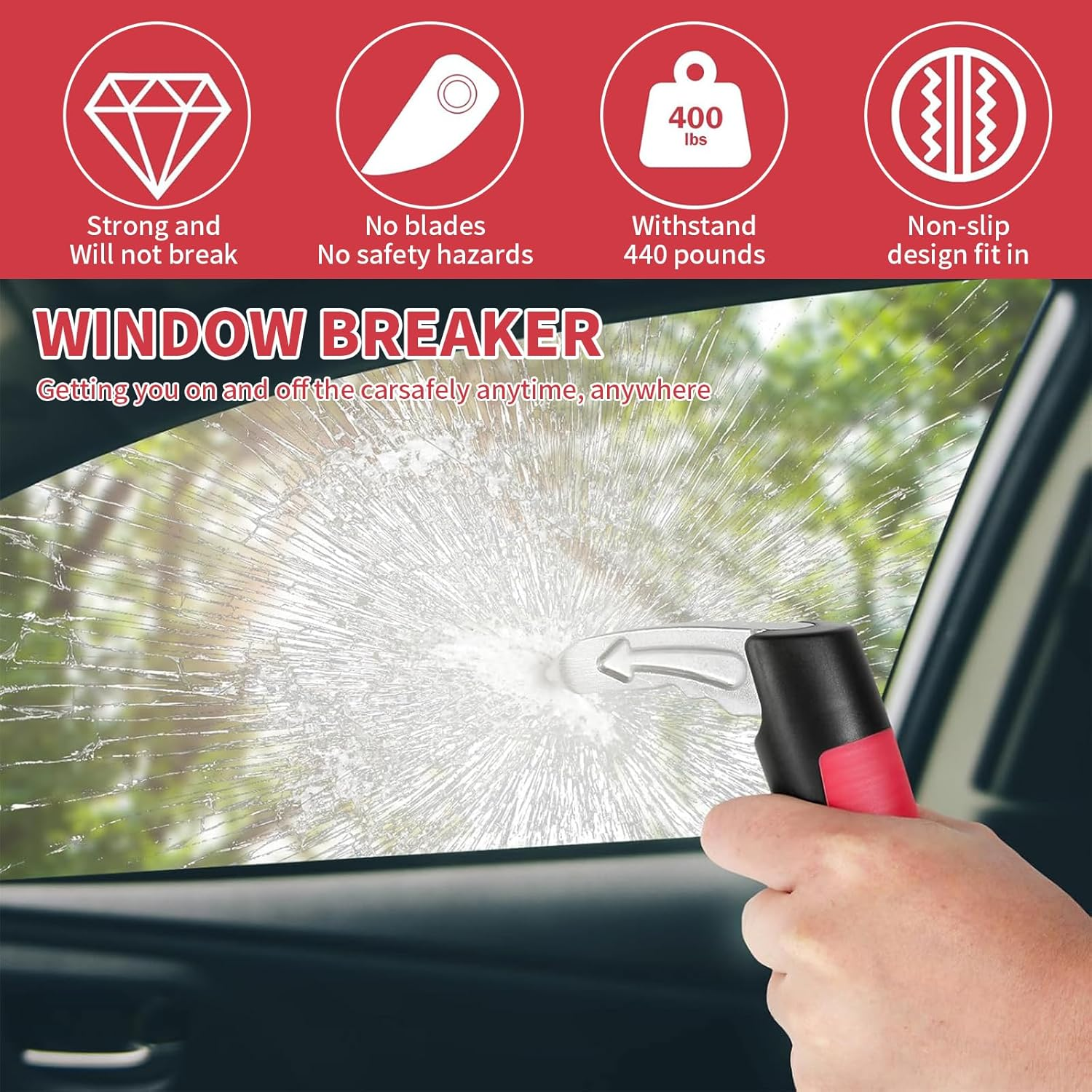 2 Pack Portable Vehicle Support Handle Assist, Multifunction Auto Vehicle Support Handle Insert Door Latch Car Handle for Getting in and Out of Car, Window Breaker Standing Mobility Aid for Car (Blue) image number 1