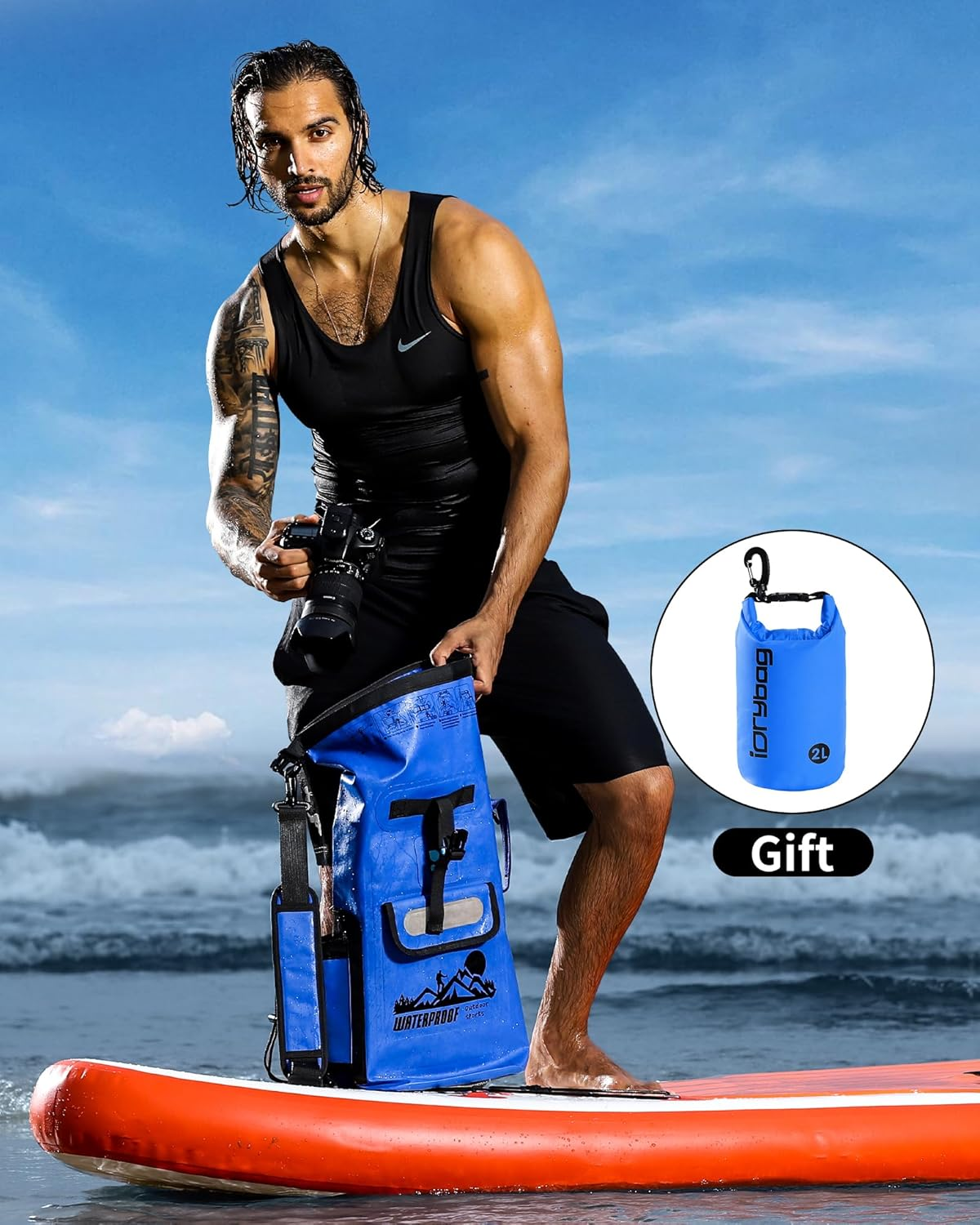 IDRYBAG Dry Bag Backpack Waterproof 20L, Waterproof Backpack Floating Dry Bag，Roll Top Keeps Gear Dry for Kayaking
