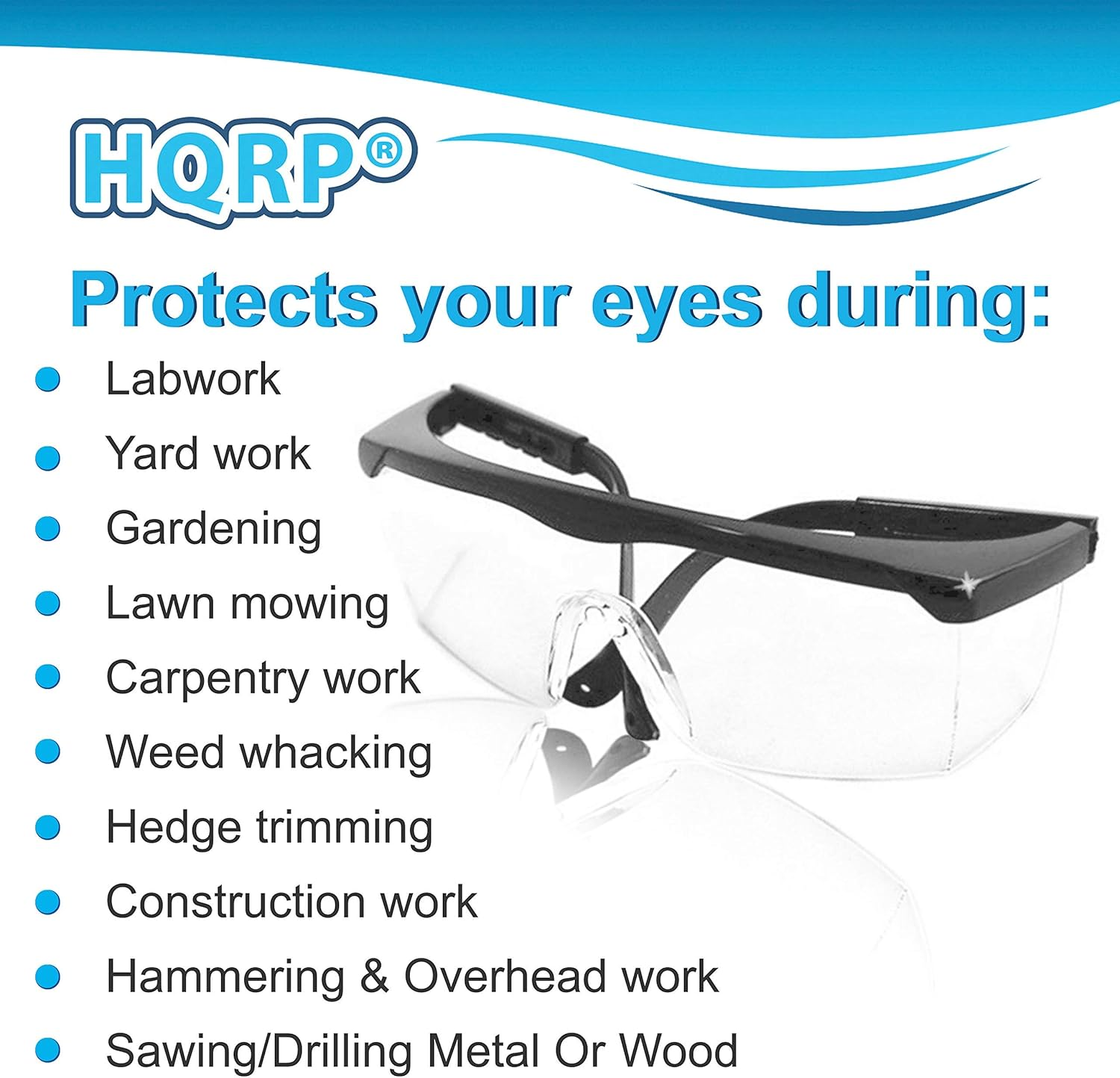 HQRP UV Protective Safety Goggles/Glasses for Yard Work, Gardening, Lawn Mowing, Weed Whacking, Hedge Trimming image number 5