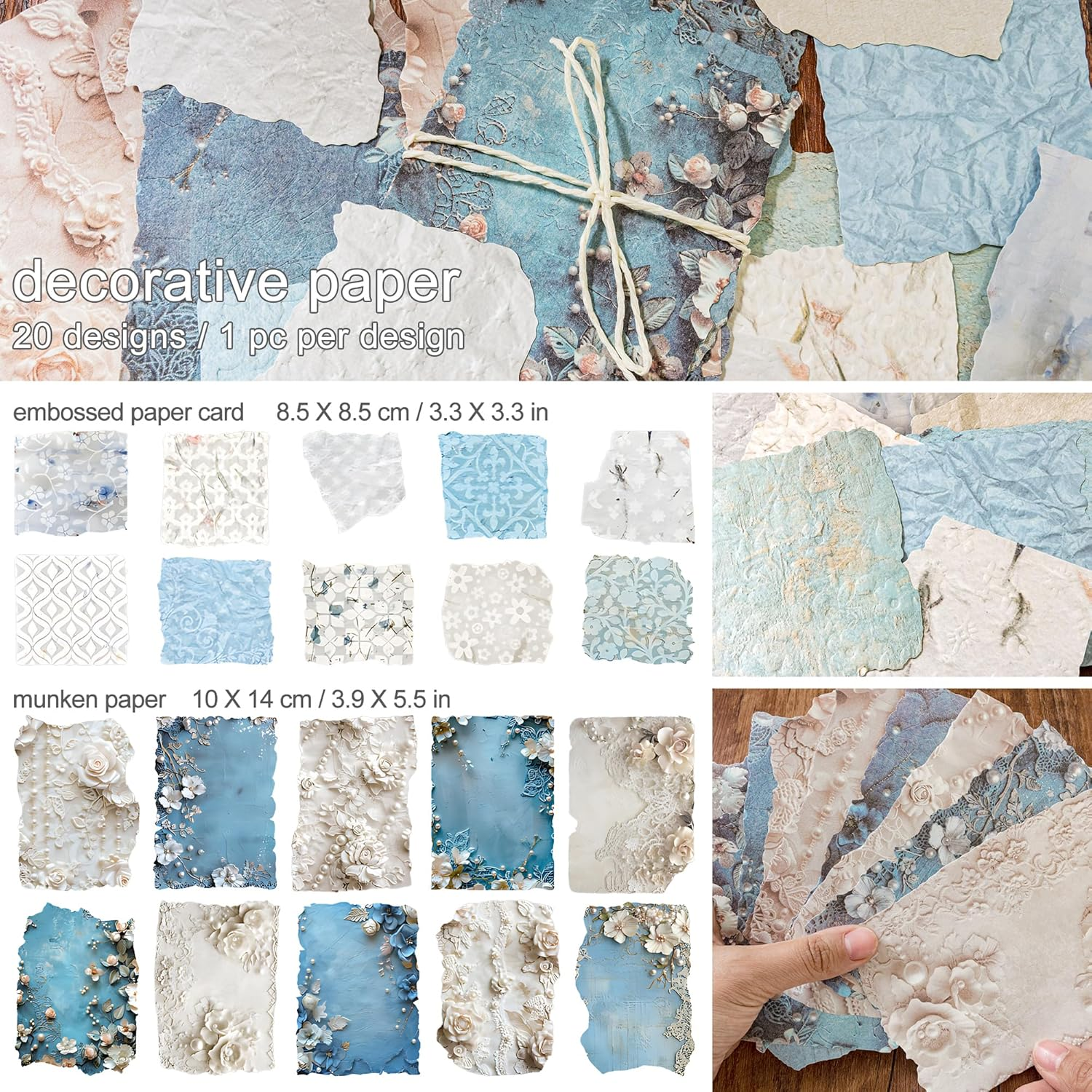 Aesthetic Butterfly Themed Sticker Embossed Flower Pattern Decorative Paper Set Retro Strip Decal Vintage Decoupage Pack for Scrapbook Supplies Journal Kit Card Making Collaging (Penny) image number 5