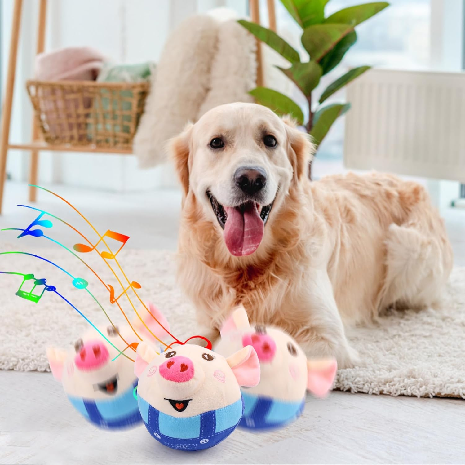 BABORUI Interactive Dog Toys Pig, Jumping Squeaky Dog Toys with Recording and Music Modes, Rechargeable Moving Dog Chew Toys for Small/Medium/Large Dogs to Keep Them Busy(Blue Pig) image number 4