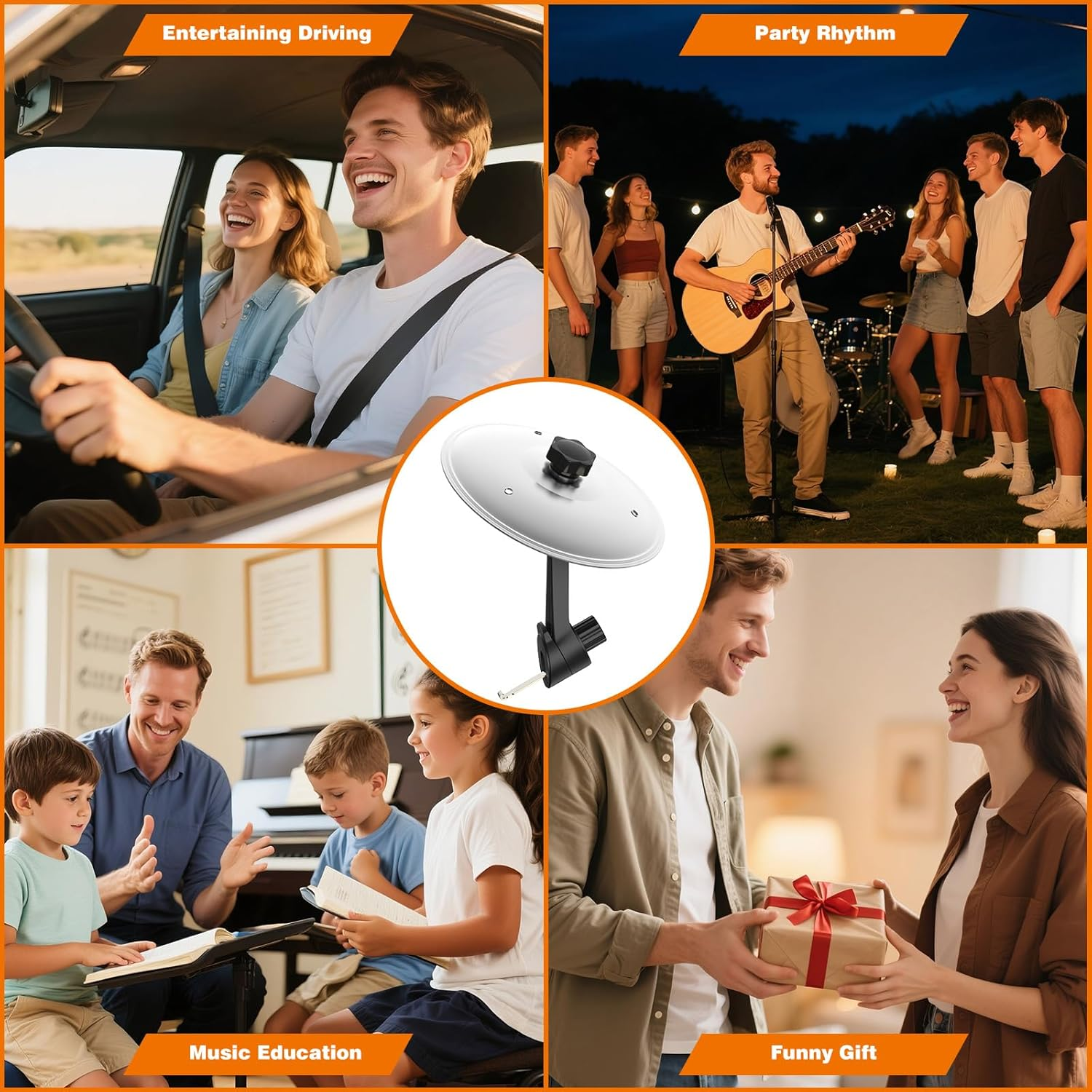 Car Cymbal Air Vent, Mini Drum Crash Cymbal Set with Mini Drum Stick, Funny Musical Instruments Gadget for Drummer Music Lovers Gift, Compact Durable Car Accessory for Most Vehicles(Silver) image number 6