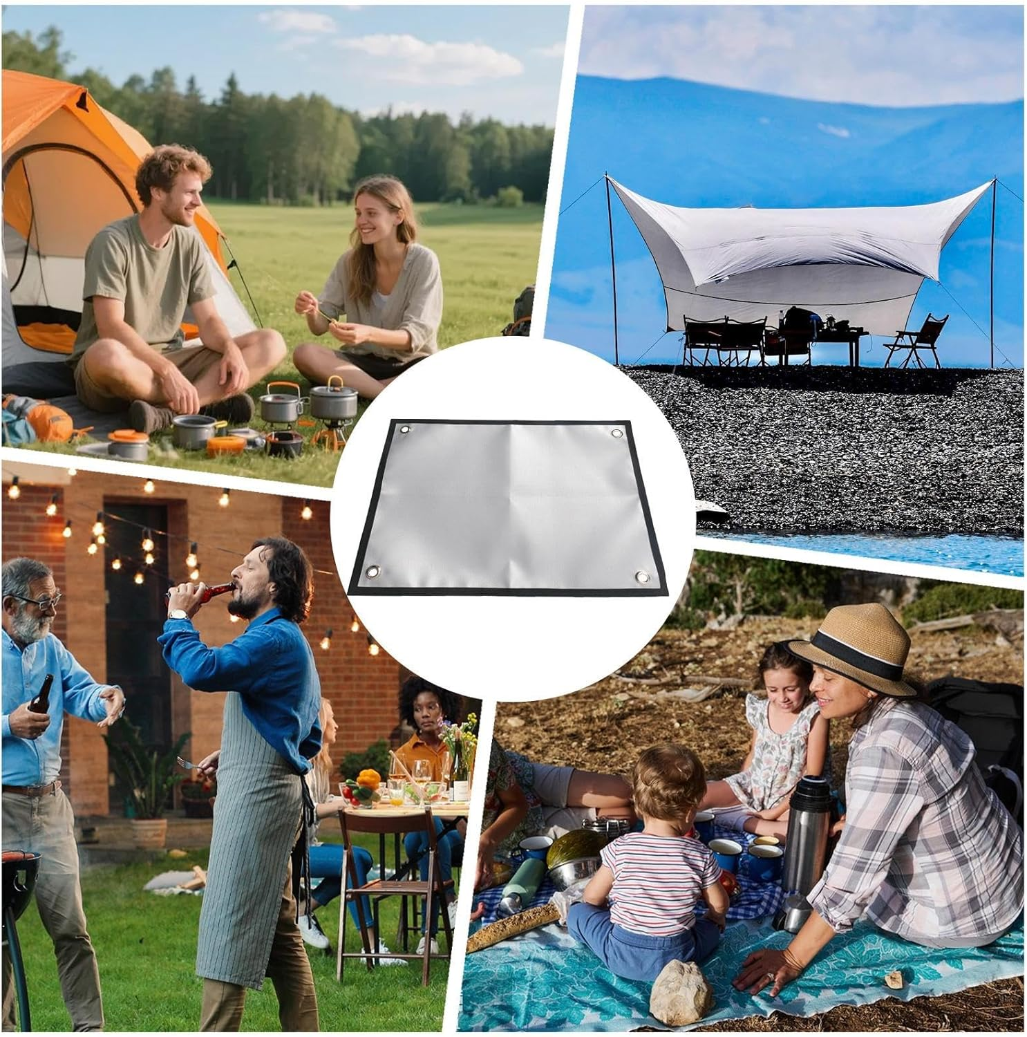 Mat,Camping Stove Fire Resistant Mat - Foldable Protection Grease Proof Pads for outside Cooking Stove Charcoal Burner Bonfire Grill image number 6