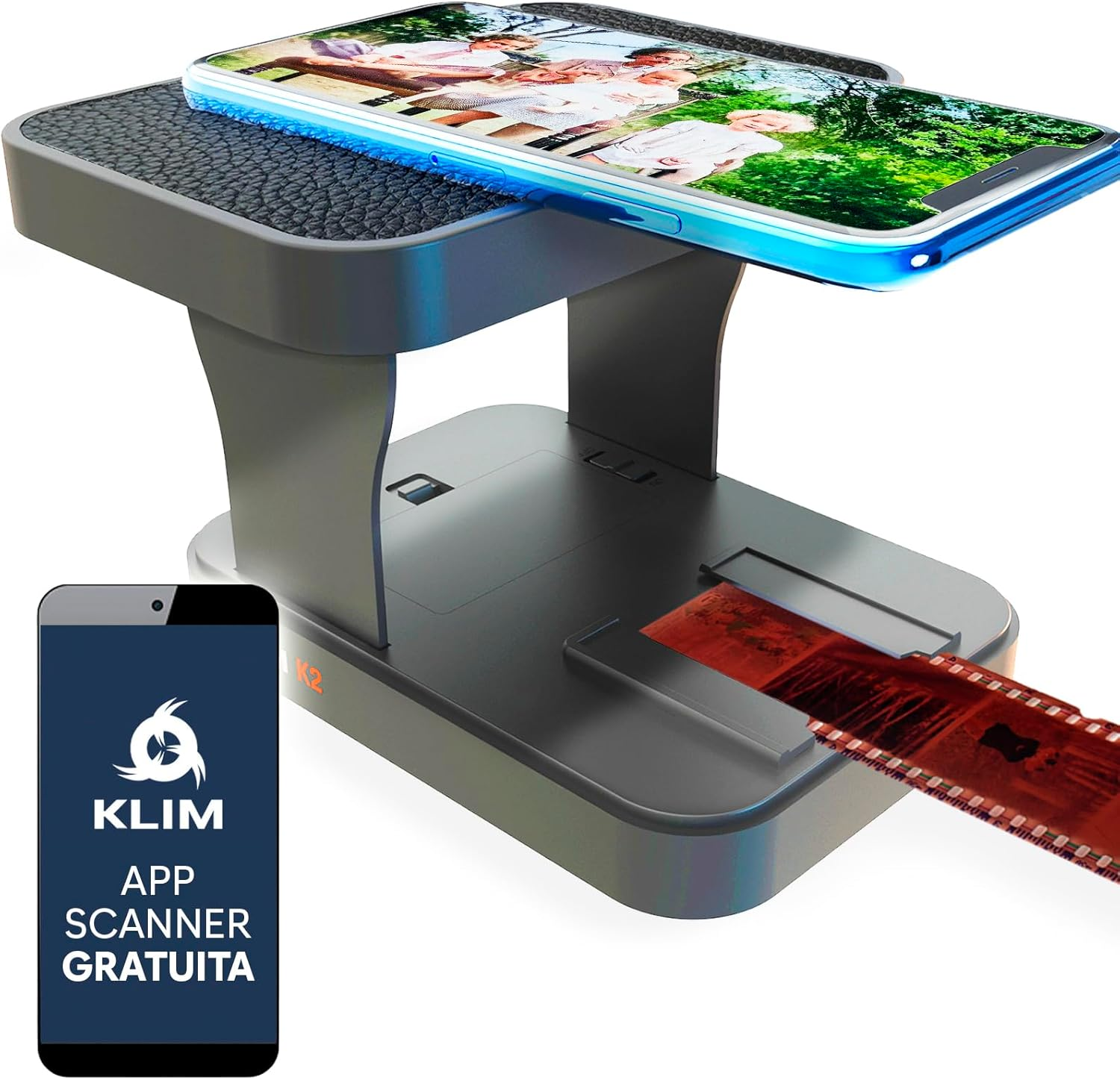 KLIM K2 Mobile Film Scanner 35Mm - Free APP - New Version - Positive & Negative Converter, Slide & Photo Digitizer, 35Mm Color Developing Kit Essential - Top Choice for Preserving Old Photos
