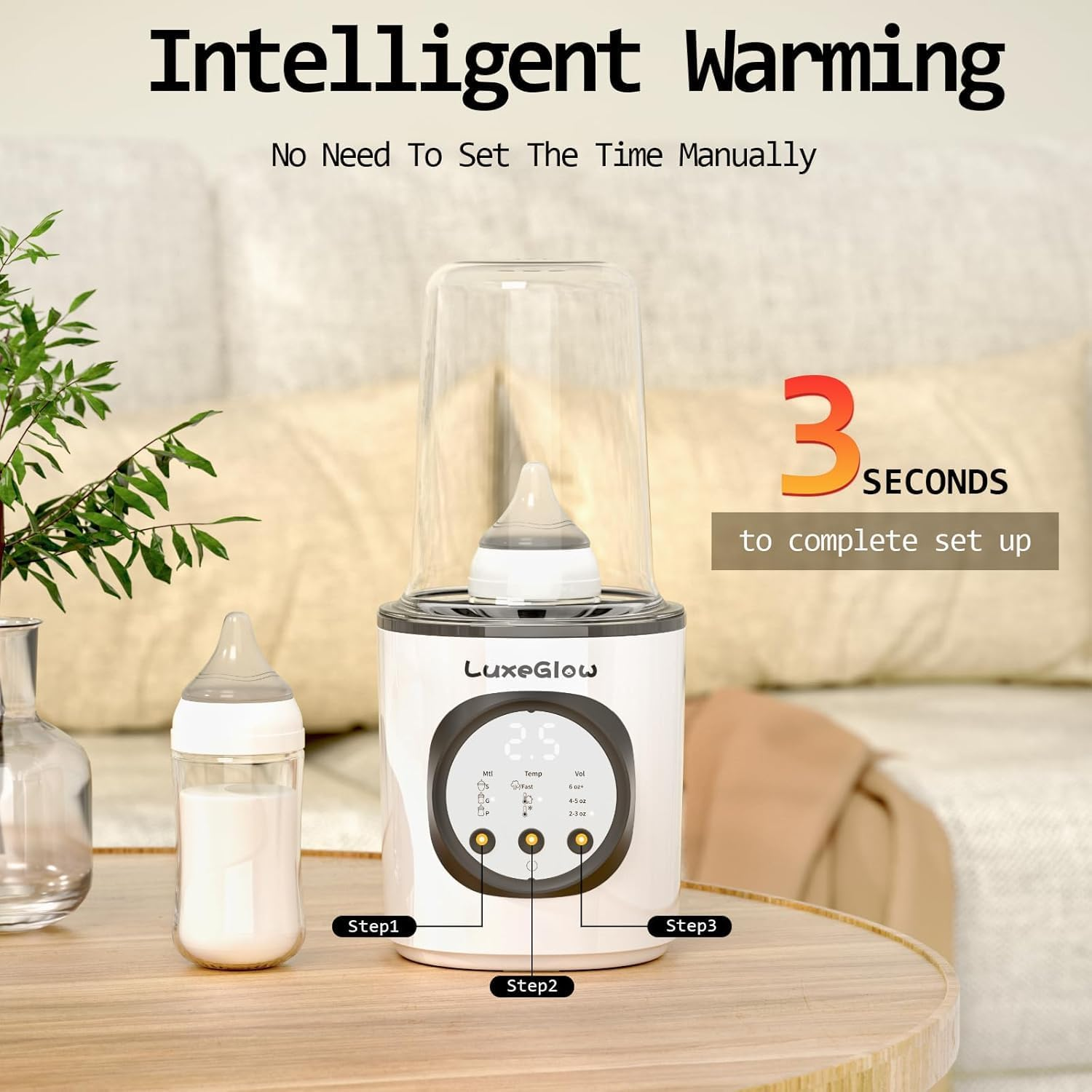 Fast Baby Bottle Warmer for Breastmilk and Formula,10-In-1 Functionality Intelligently Heating, Accurate Temperature Control, Sterilizing, Travel-Friendly Design for All Bottle Sizes image number 6