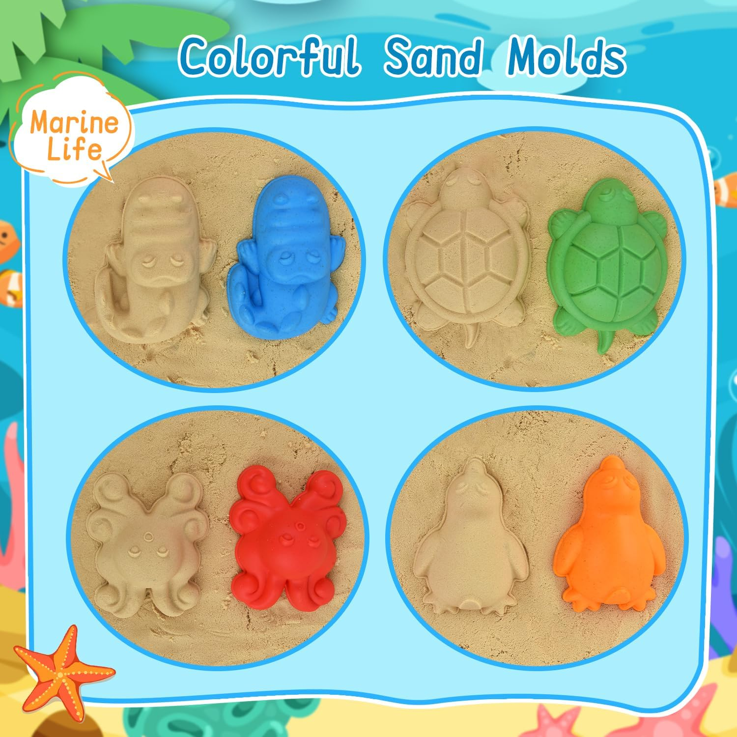 Sand Beach Toys for Kids, 3PCS Collapsible Sand Bucket, Shovel Set, Animal Molds with Big Mesh Bag, Travel Toys Fortoddlers Boys Girls Outdoor Beach Play Camping Bath Pool Water Play-14Pcs image number 5
