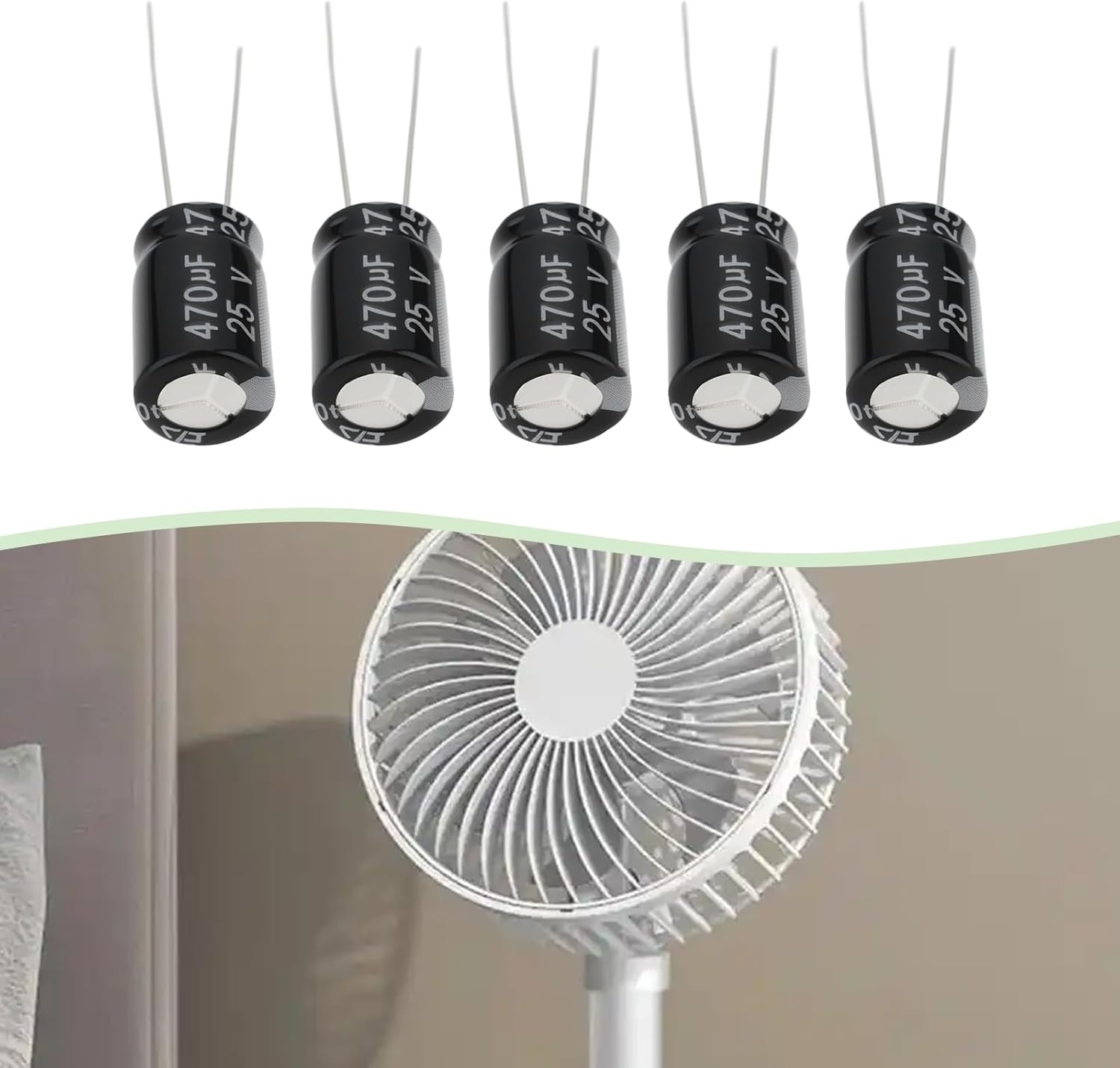 Be in Your Mind 50Pcs Electrolytic Capacitor Radial Leads Cylindrical Electrolytic Capacitor 25V 470Uf for Electronics Household Appliances 8X12Mm Black