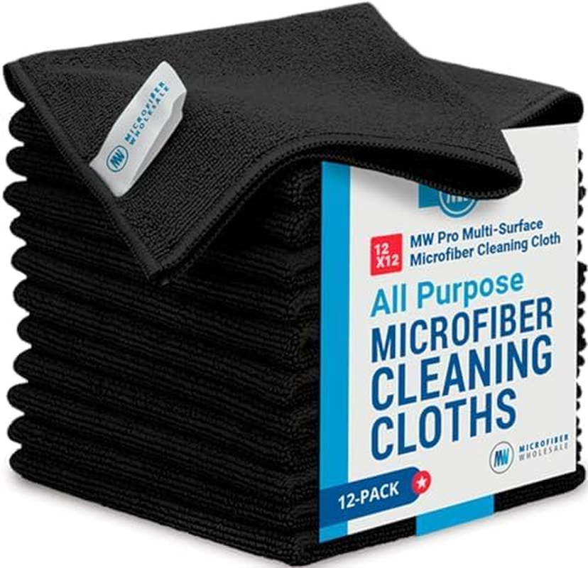Buff Pro Multi-Surface Microfiber Towel - 12 Pack | Premium Cleaning Cloth | Clean, Dust, Polish, Absorb | Small 12"X12" (Blue)