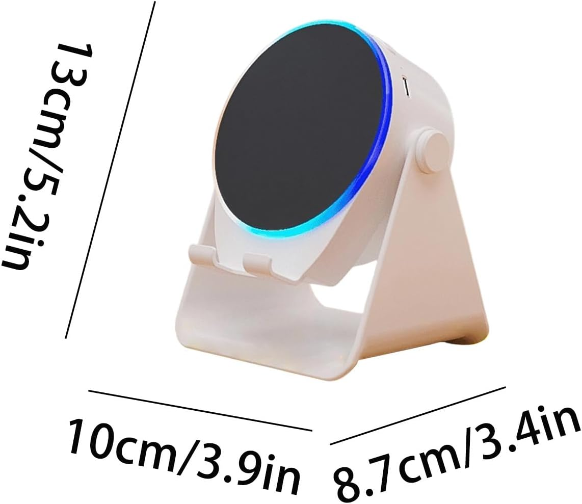 Desk Speakers,Phone Stand Amplifier Audio - 360 Degree Rotate Home Speaker with Colorful Light - for Night Kitchen Bathroom Tablet - White image number 5