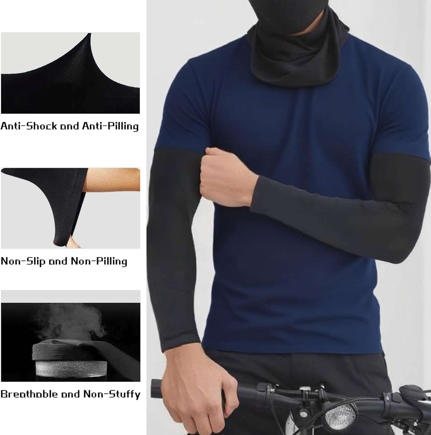 ONBPIY Arm Sleeves 2 Pairs 1 Black 1 White UV Sun Protection Compression Cooling Sleeves for Men Women Volleyball Basketball Cycling Outdoor Sports image number 1