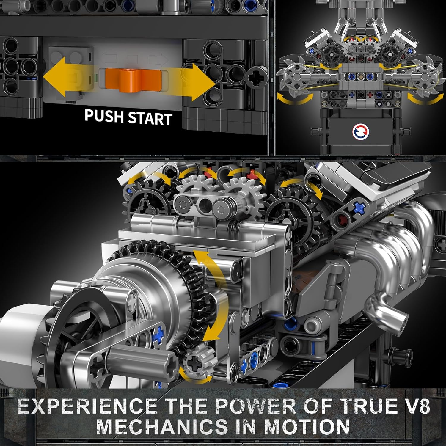 Mould King 10206 Technik V8 Engine Model Kit That Runs - Build Your Own Mini Engine, Car Engine Building Toys for Kids/Adults Collections(737 Pieces)