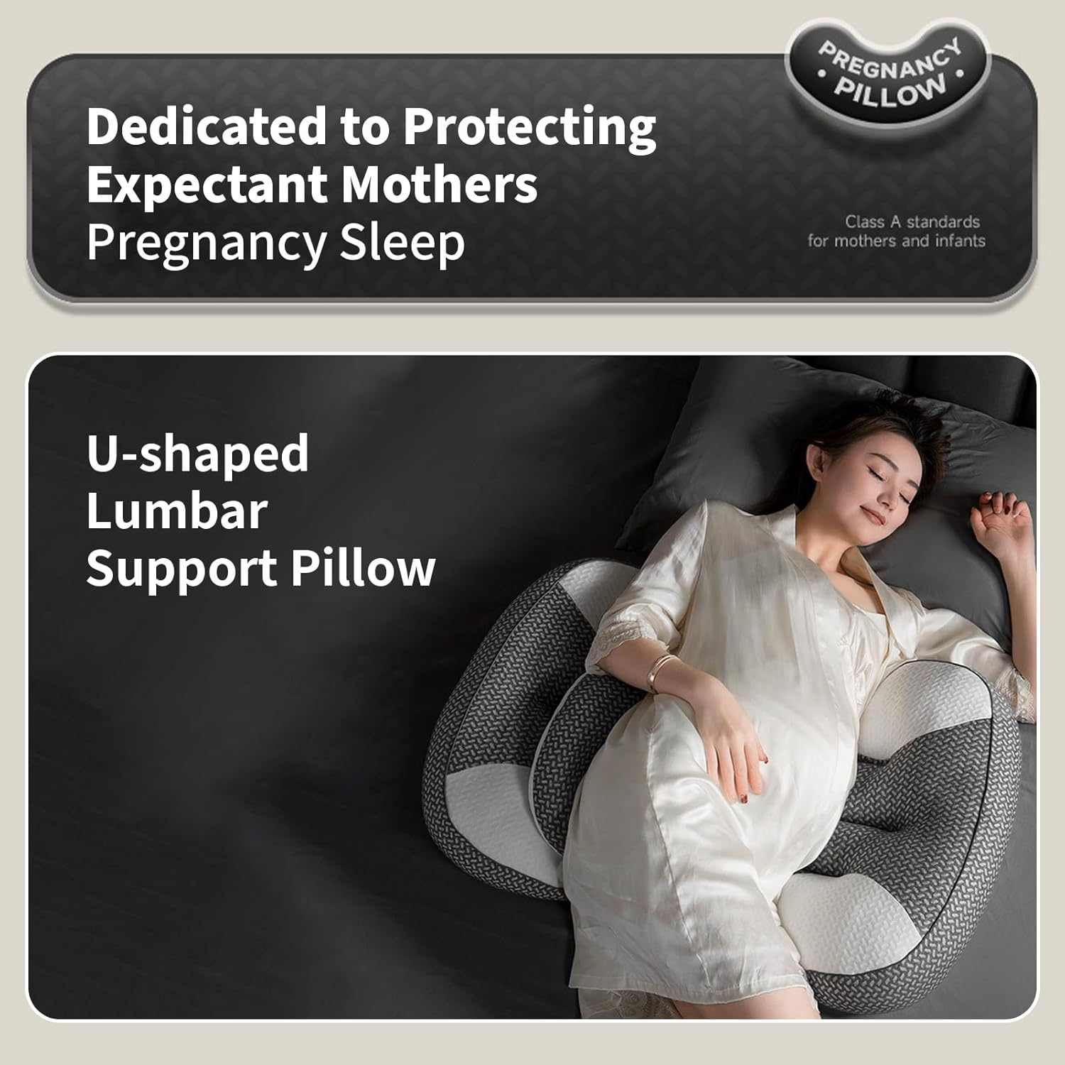 Pregnancy Pillow, U-Shape Adjustable Maternity Pillow, 30&deg; Tilt Support for Back & Belly, Breathable Cover, 2-21Cm Width Adjustment for Pregnant Women image number 6