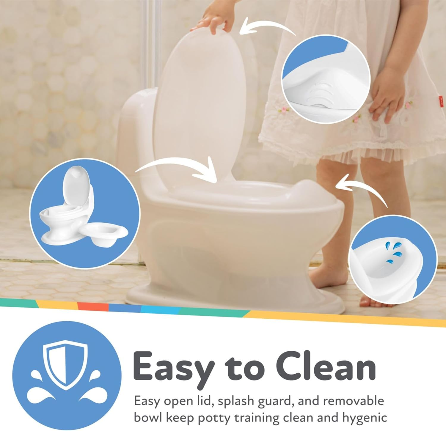 Nuby My Real Potty Training Toilet with Life-Like Flush Button & Sound for Toddlers & Kids, White image number 3