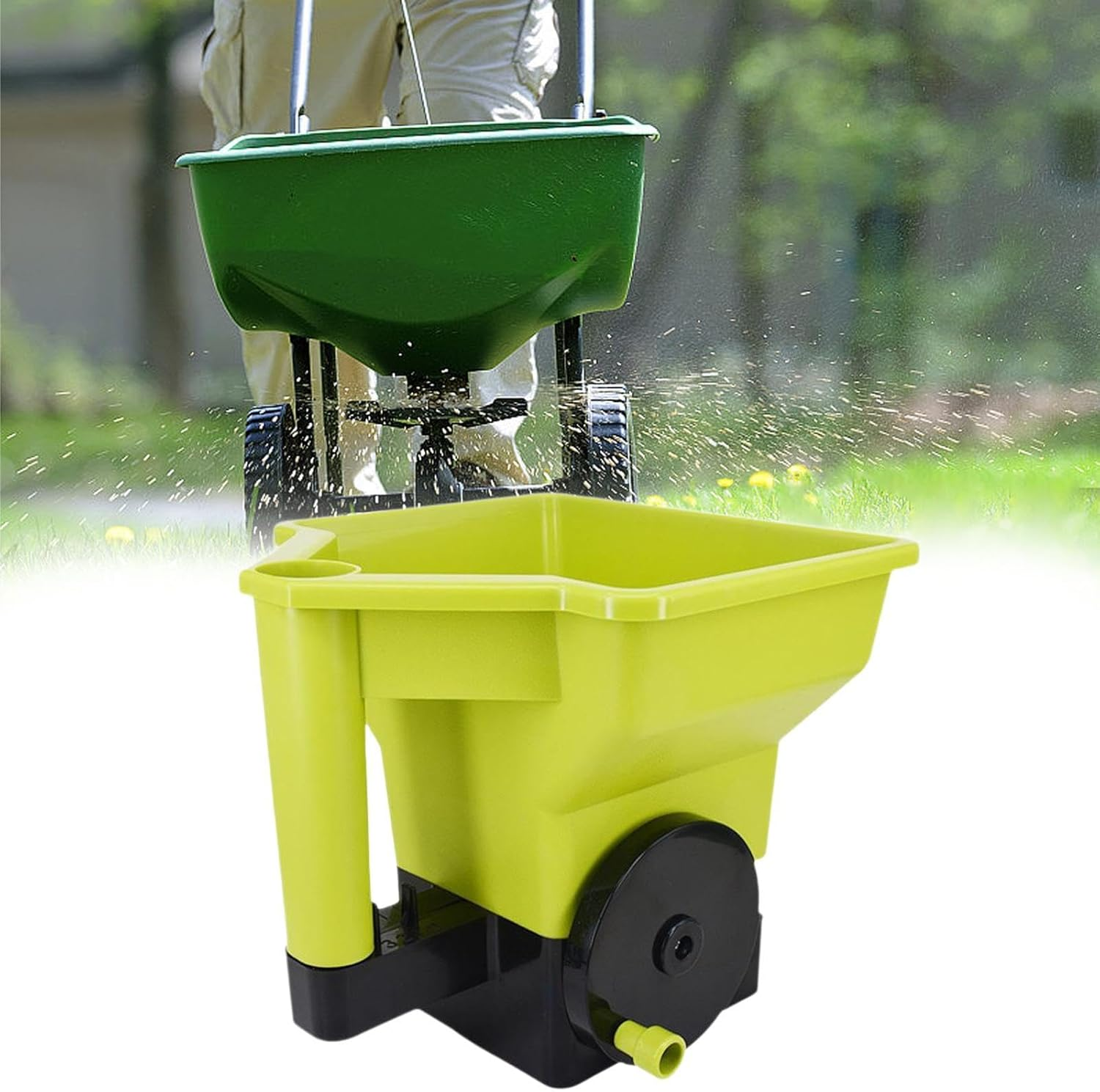 Perfk Fertilizer Spreader Handheld Spreader Green for Salt Gardening Tools Lightweight Planter Tool Spreader Fertilizer Dispenser image number 6