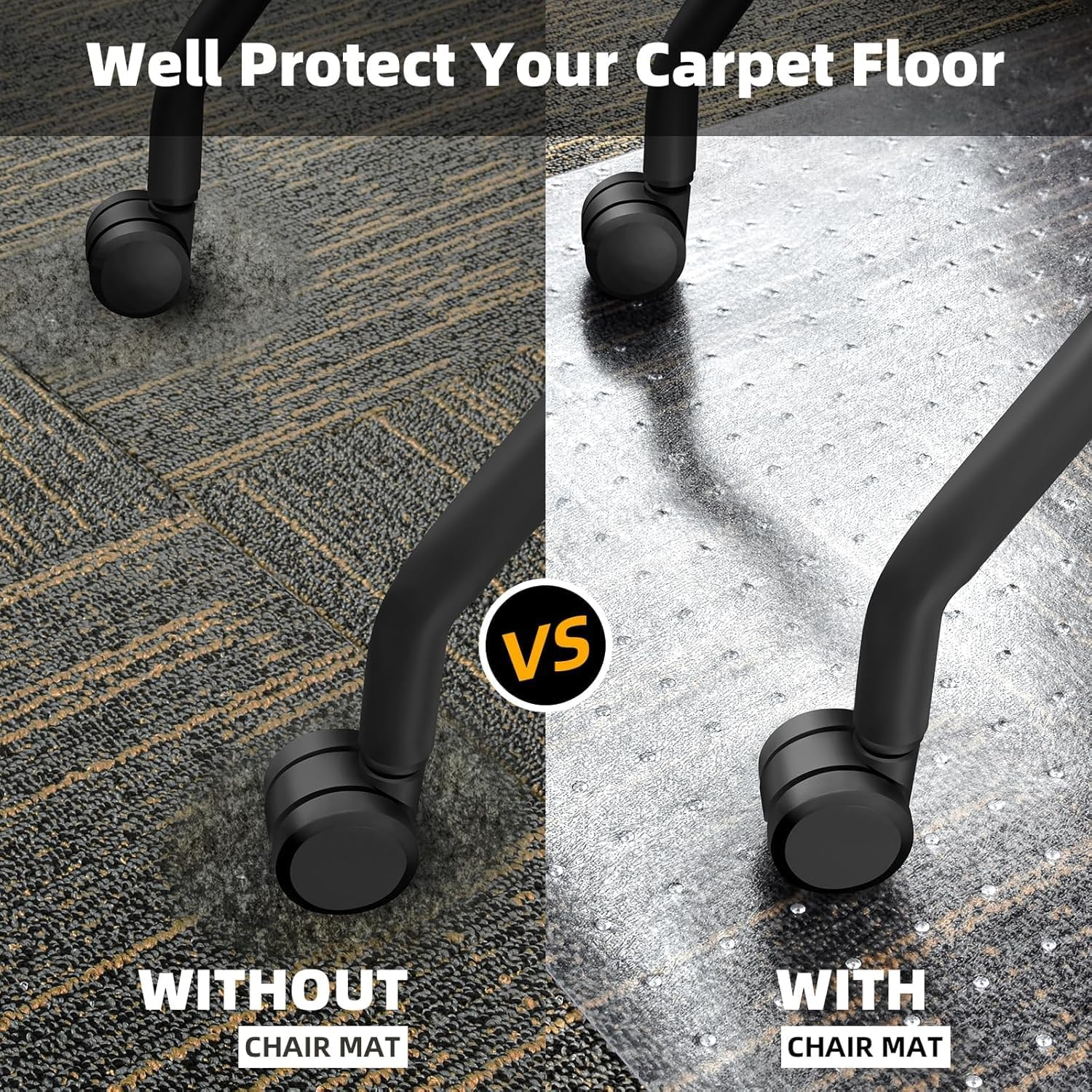 Anyuainiya Office Chair Mat for Carpet, 120X90Cm Clear Computer Desk Chair Mat for Low Carpeted Floors, Thick and Sturdy Carpet Protector, Easy Glide and Flat without Curling image number 4