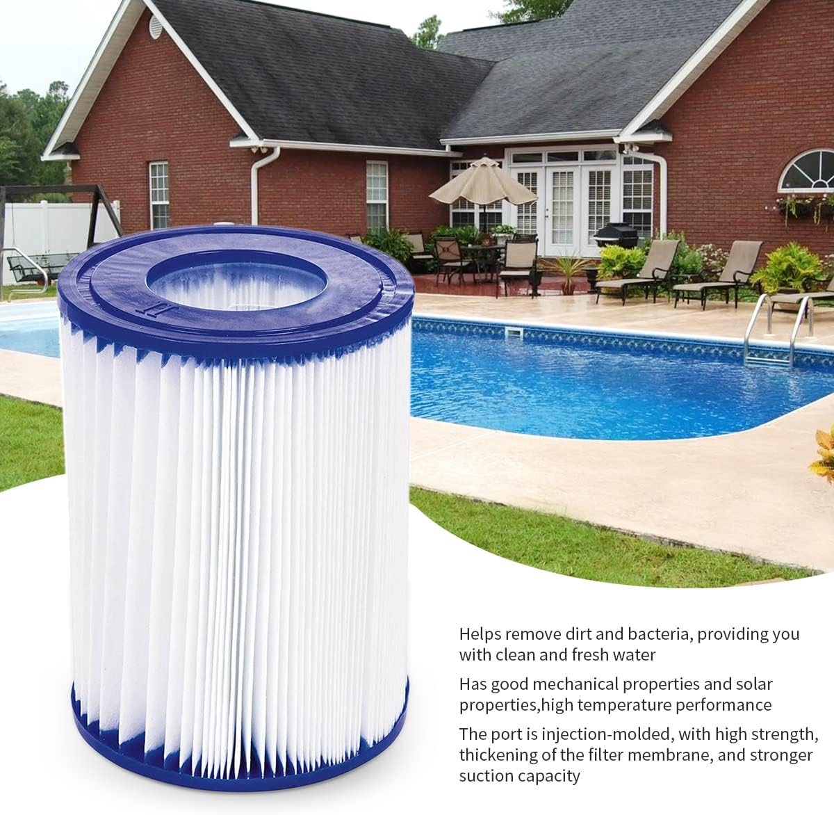 4 Pack Pool Filter Compatible for Bestway Cartridge II, Replacement Filter Compatible with Lay Z SPA Filter Pump image number 4