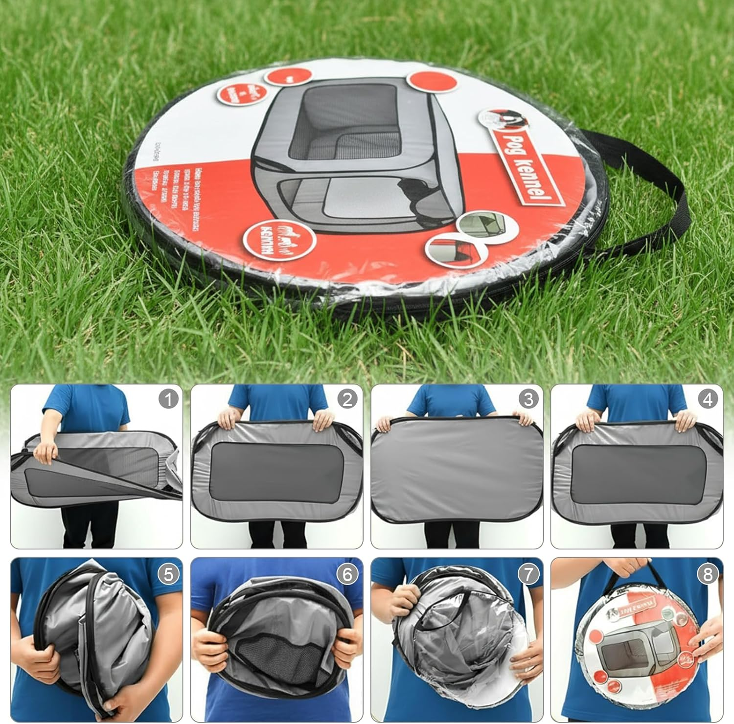 94 X 53 X 53 Cm Dog Transport Box Foldable Pop-Up Transport Box Dog Cat Sturdy Transport Box Oxford Fabric Dog Box Car Dog Bag Portable Dog Transport Boxes for Cats and Dogs up to 29.5 Kg, Grey image number 4