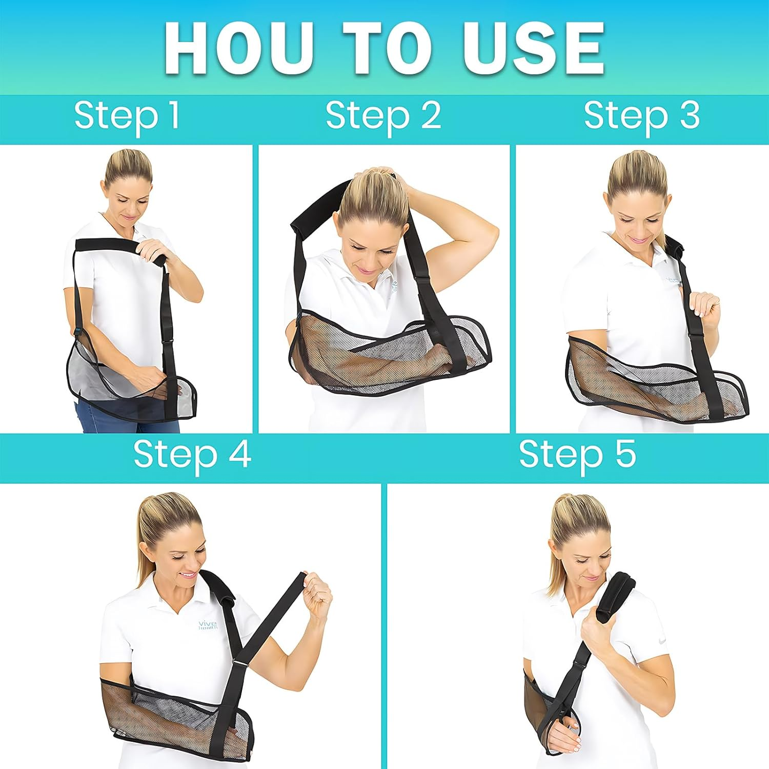 Adjustable Mesh Arm Sling &ndash; Breathable Shoulder Immobilizer for Rotator Cuff, Elbow & Wrist Injuries, Comfortable Arm Support Brace for Left/Right Arm, Unisex image number 5