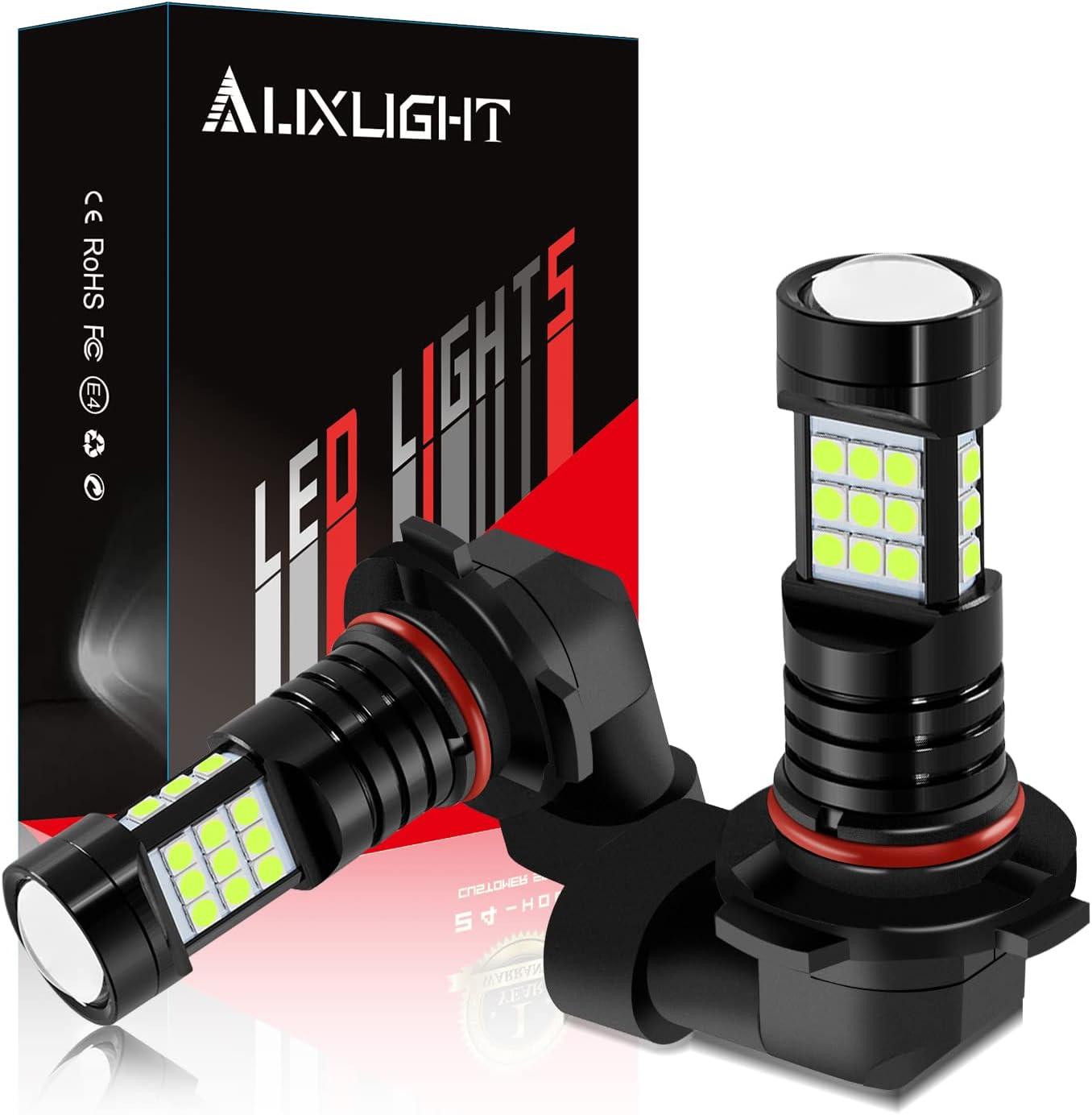 AUXLIGHT H1 LED Fog Light DRL Bulbs, 3000 Lumens Extremely Bright Bulbs Replacement for Cars, Trucks, 6000K Xenon White