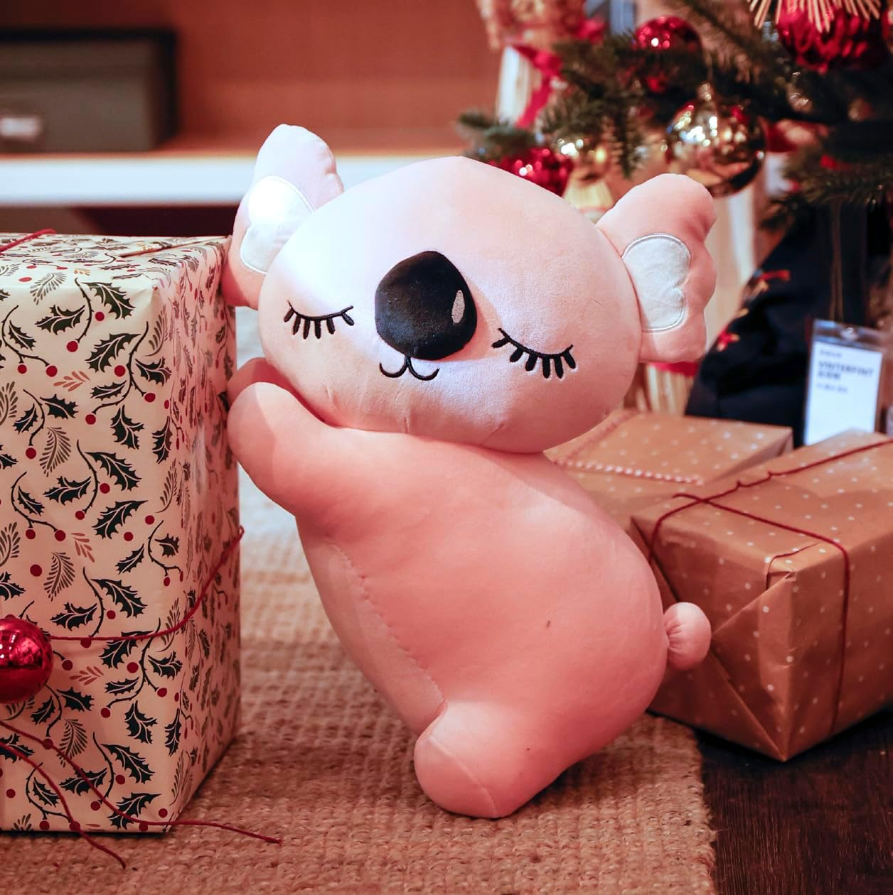 Cute Koala Throw Pillow Plush Toy, 100% Spandex Mink Soft Cushion, Adorable Cartoon Animal Pillow, Perfect for Kids and Adults, 45Cm X 30Cm, Pink image number 3