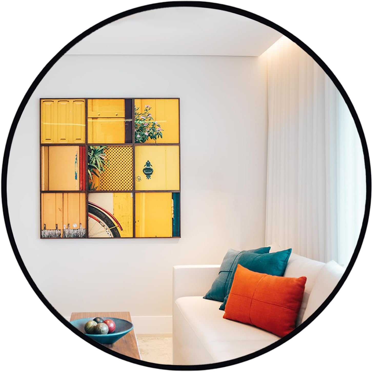 Oruii round Bathroom Mirror, round Mirror 70Cm, Circle Mirror, round Wall Mirror, Circular Wall Mounted Mirrors for Bathroom, Living Room, Vanity, Hallway. image number 6