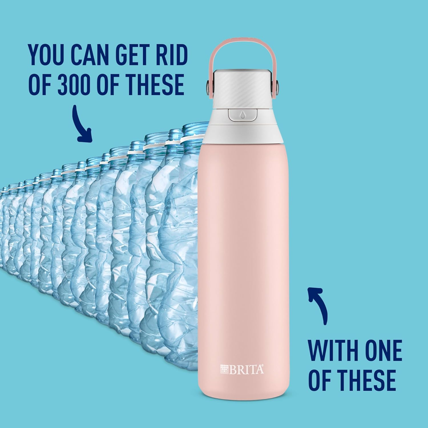 Brita Stainless Steel Premium Filtering Water Bottle, Bpa-Free, Reusable, Insulated, Replaces 300 Plastic Water Bottles, Filter Lasts 2 Months or 40 Gallons, Includes 1 Filter, Rose - 20 Oz. image number 2