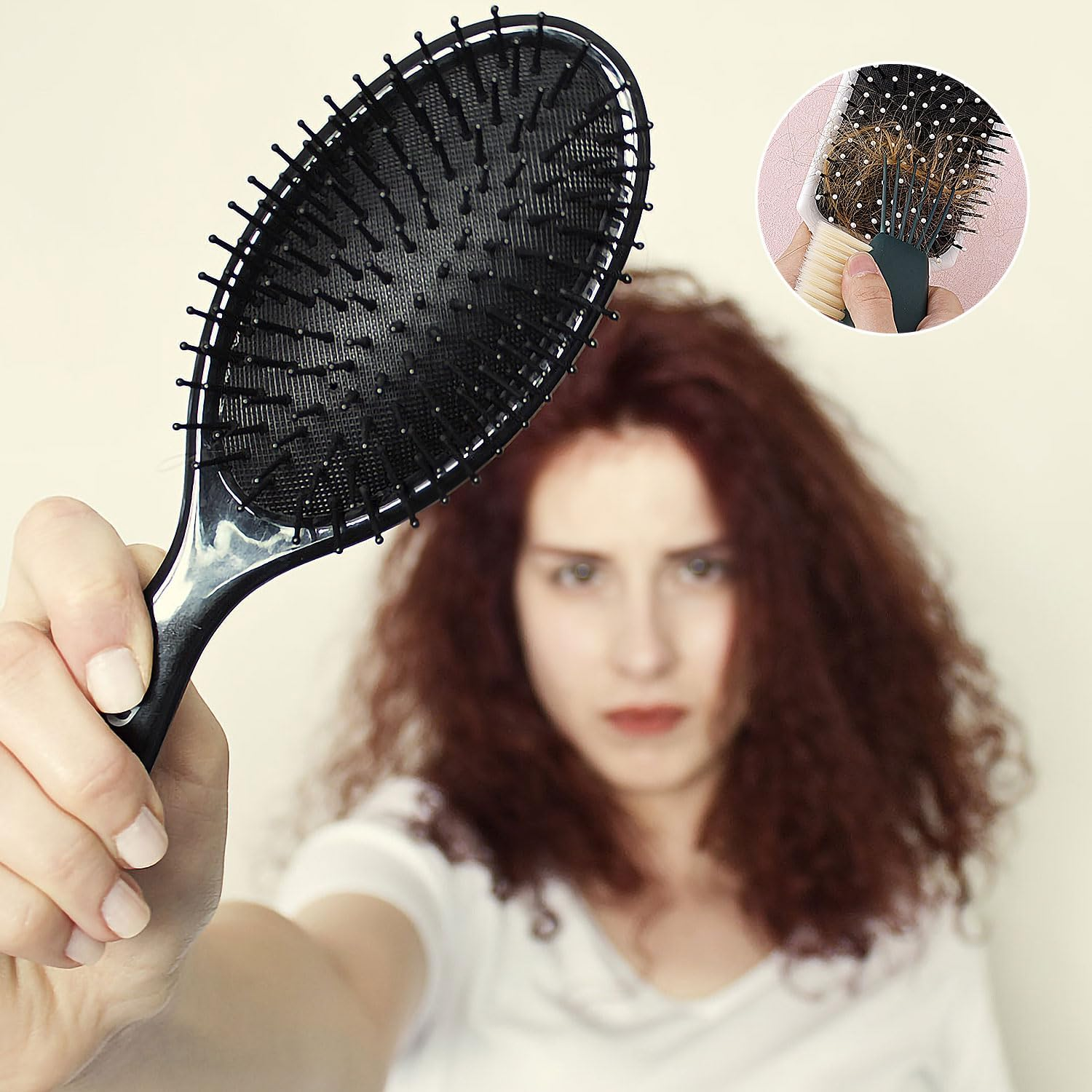 2-In-1 Comb Cleaning Tool, Premium Abs and PBT Wool Convenient Hairbrush Cleaner Tool 2-In-1 Hair Brush Cleaner Easy to Move Hair Dust Practical Brush Cleaning Tool(Armygreen)