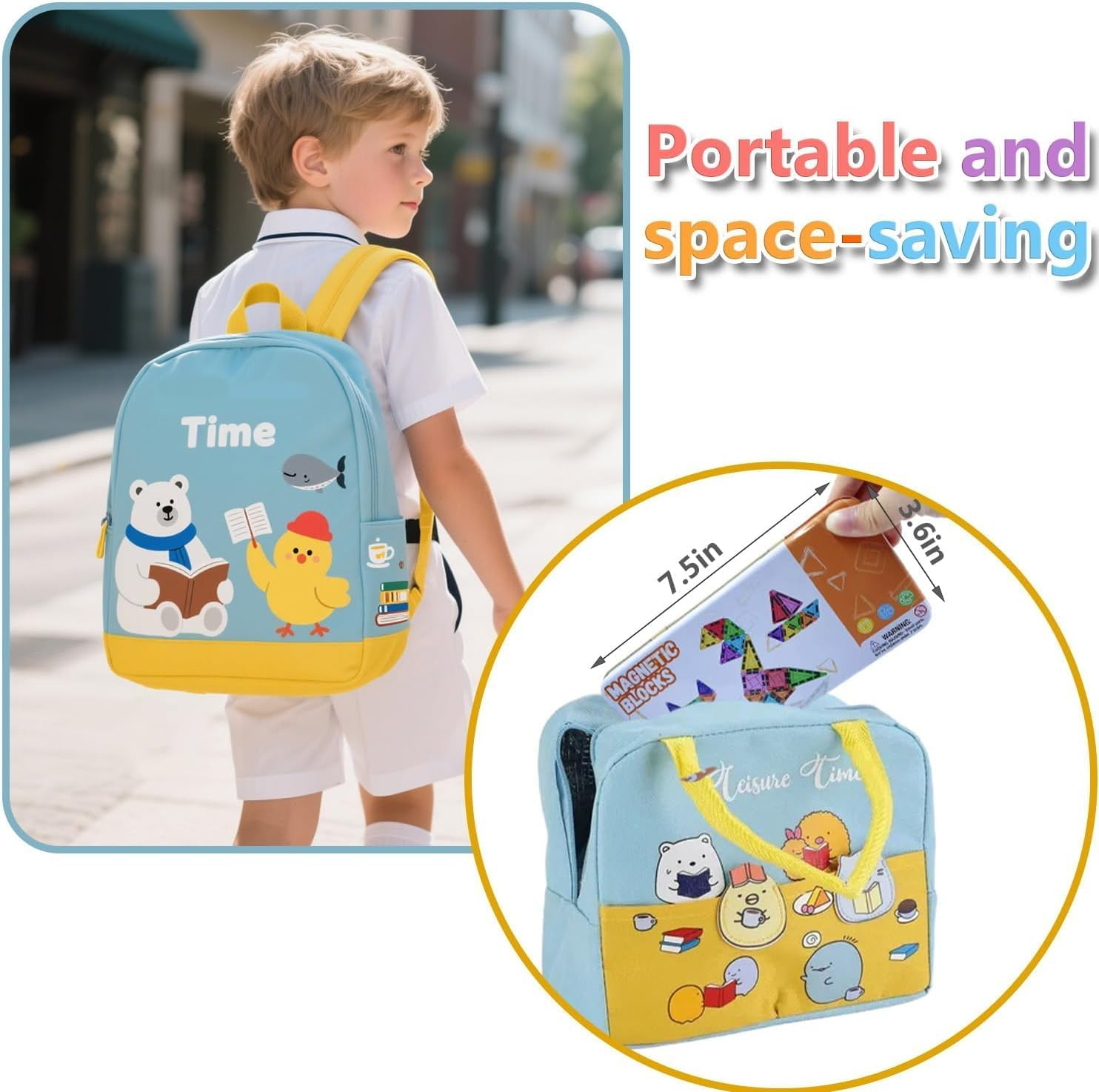 Mini Magnetic Tiles Travel Magnetic Tiles with Iron Box,26Pcs Magnet Building Block Set Travel Toys for Kids Ages 3+,Educational Portable Magnet Toys Gifts for Toddlers Boys & Girls Christmas Birthday