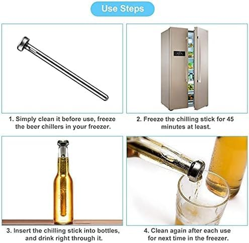 2 Packs Beer Chiller Sticks for Bottles, Stainless Steel Beer Stick Rapid Cooler for Mens Birthday Gift Ideas for Father Husband Boyfriend, Christmas Stocking Stuffers from Daughter Son Kids image number 6