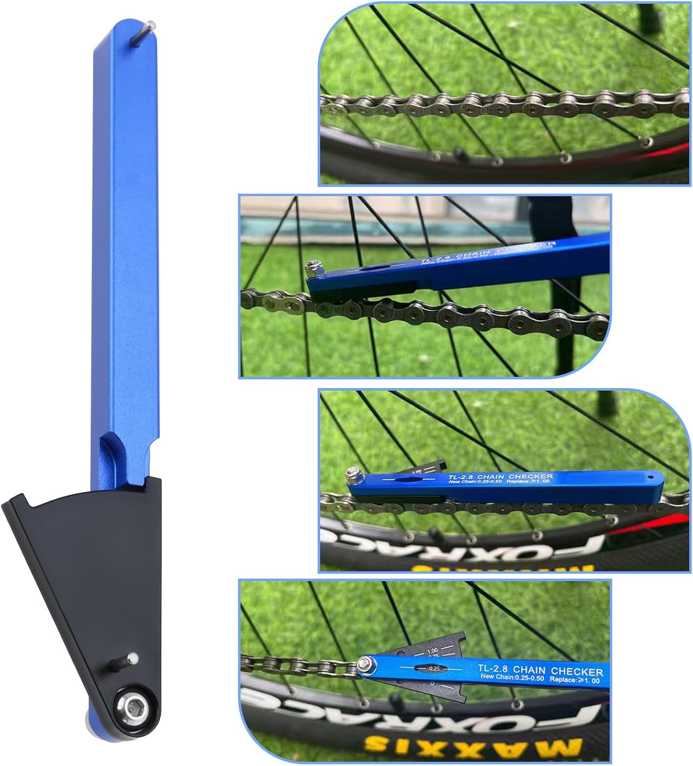 Ecsing 1Pc Aluminum Alloy Bicycle Chain Wear Indicator Checker Compatible with Shimano Compatible with SRAM Compatible with KMC Compatible with Campagnolo