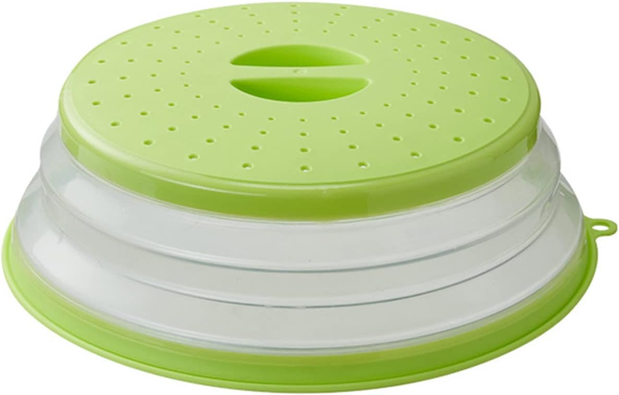 Abizarch 10.5" Collapsible Microwave Splatter Cover for Food, Vented Microwave Lid with Hook Hole, Splatter Guard for Plate Dish Bowl, Vegetable Fruit Colander Multi-Function Kitchen Gadget