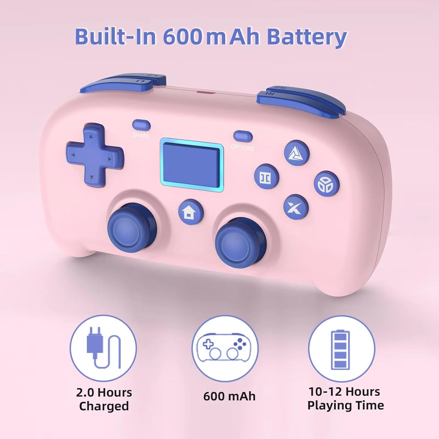 DYONDER Wireless Controller for Ps4,Mini Style PS4 Gamepad Compatible with Ps4/Pro/Slim,Pc Game Remote for Window10/8/7,Gaming Controller with Dual Vibration/6-Axis Sensor/Audio Function(Pink) image number 3