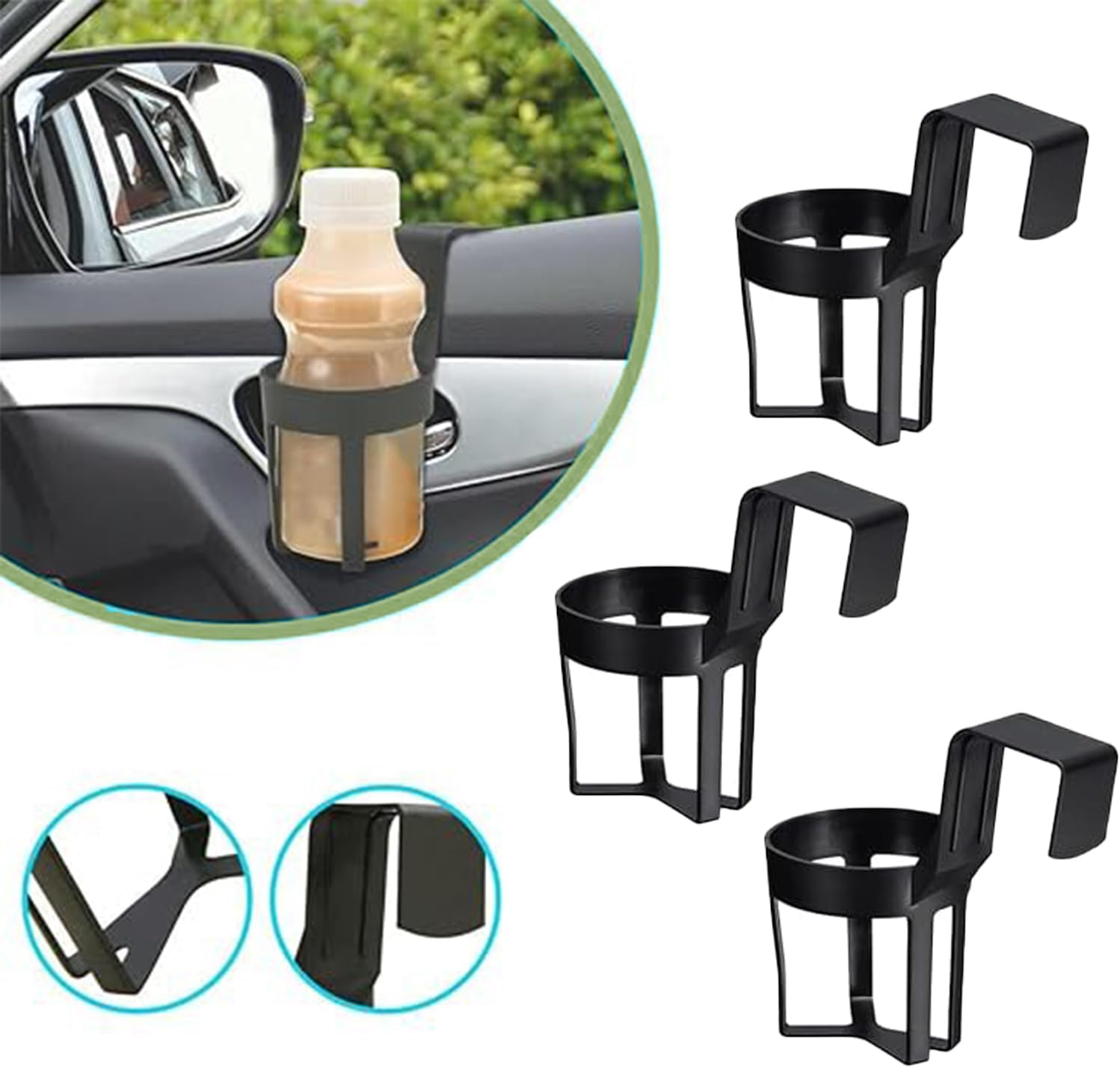 Roczential 3Pcs Car Truck Rack Water Cup Holder Bottle Drink Holder Car Interior Door Window Mount Bracket Auto Drink Bottle Stand image number 3
