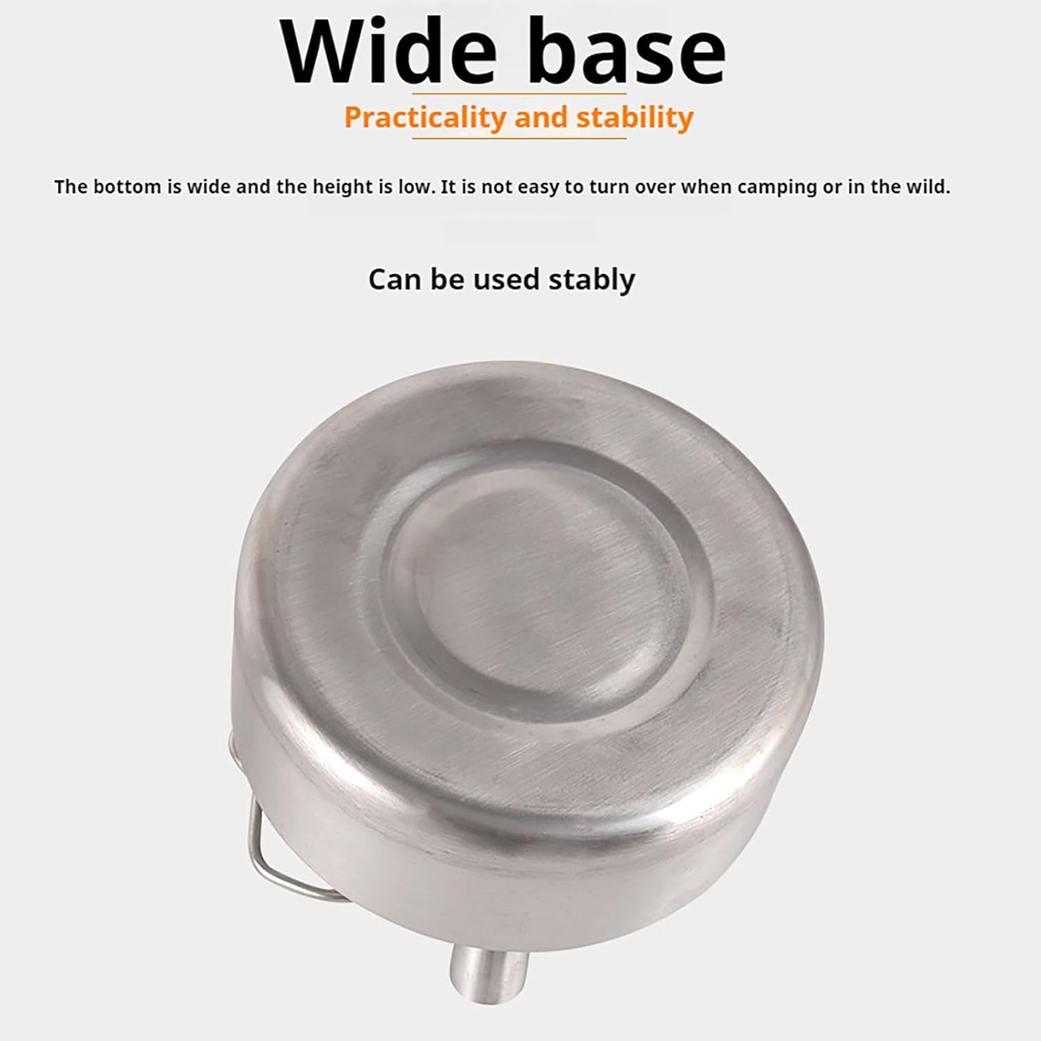 0.9L Portable Camping Pot Water Stainless Steel Tea Kettle Outdoor Campfire Hiking Picnic Boiler Coffee Bushcraft Trave (900Ml Silver) image number 1