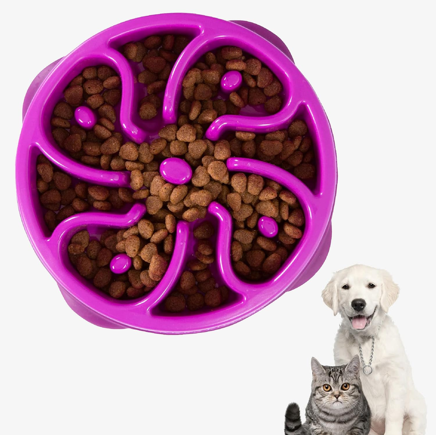 Ecixniy - Dog Slow Feeder Bowl - Flower-Shaped Slow Feeder Bowl for Dogs, Cats, and Other Pets, Collapsible Pet Bowl to Slow down Eating, Ideal Dog and Cat Bowl for Healthier Eating (M Size) image number 1