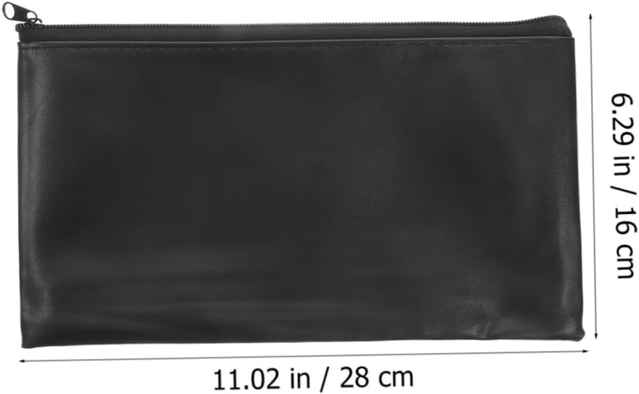 TOYZFRIENDY 2Pcs Leather Document Bag Portable File Organizer for Men Zippered Cash and Receipt Pouches in Black and Blue Lightweight Office and Travel Storage image number 3