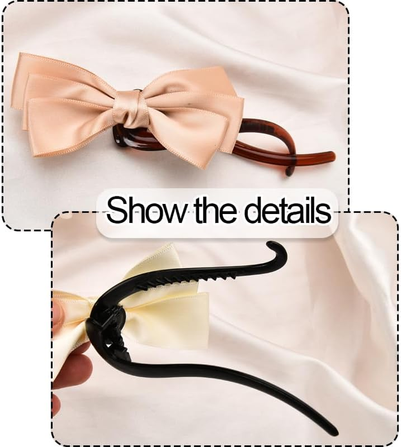 French Twist N Clip Bow Hair Clips for Women Nonslip Bowknot Twist Hair Barrettes Banana Clips Hairpins French Bow Hair Accessories Jaw Claw Clips for Girls 2PCS image number 6