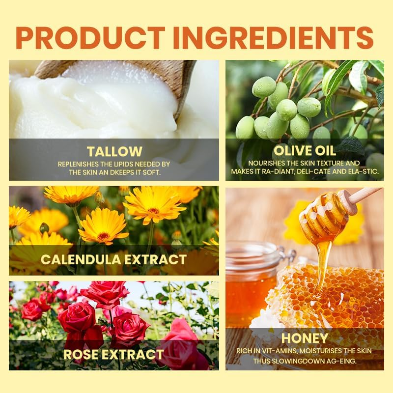 Whipped Beef Tallow Moisturiser for Face, Skin & Body Care, 100% Natural Grass-Fed Evil Goods Beef Tallow Balm - 50G image number 4