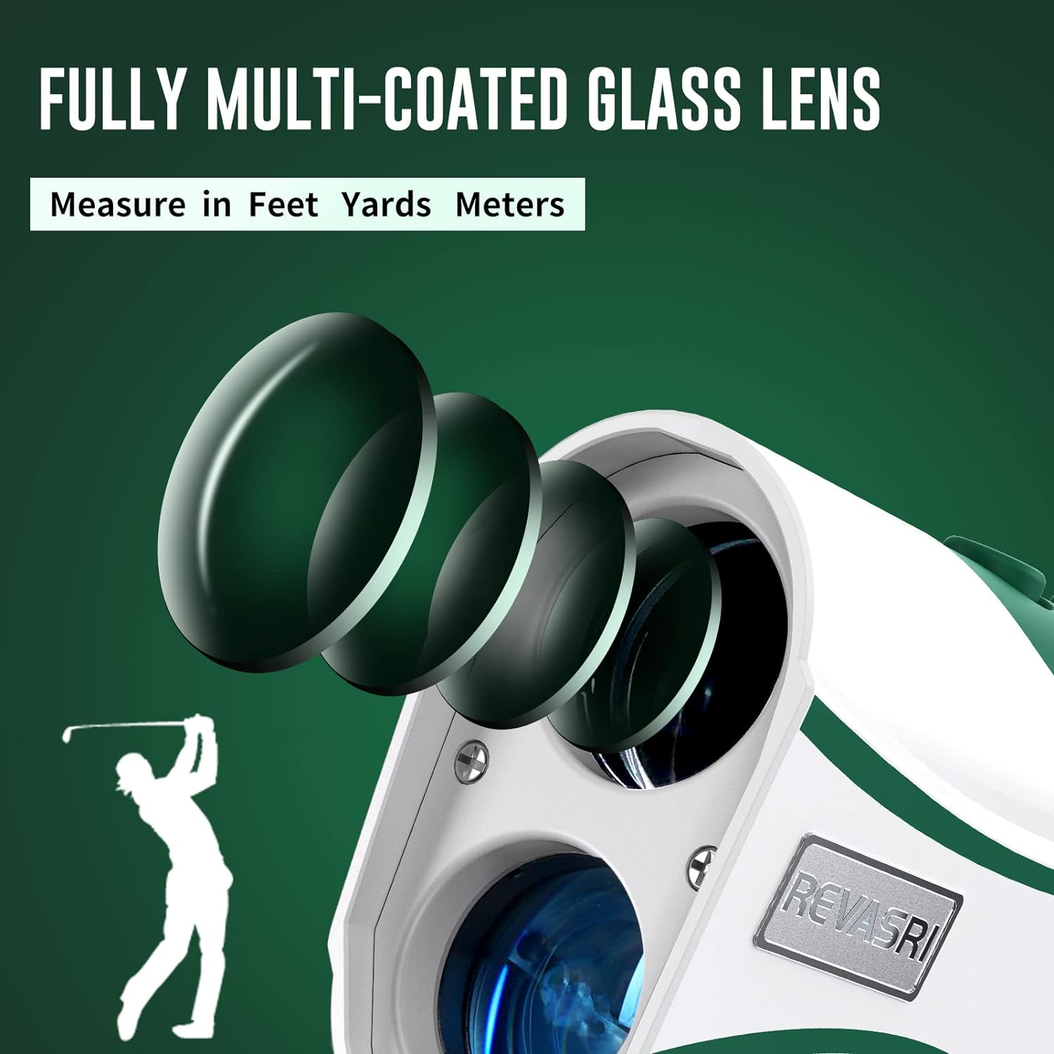 REVASRI Range Finder for Golf and Disc Golf, Measure in Feet Yards, Elevation and Slope Calculation, Pin Lock and Vibration, 1000 Yards Rechargeable Rangefinder image number 1
