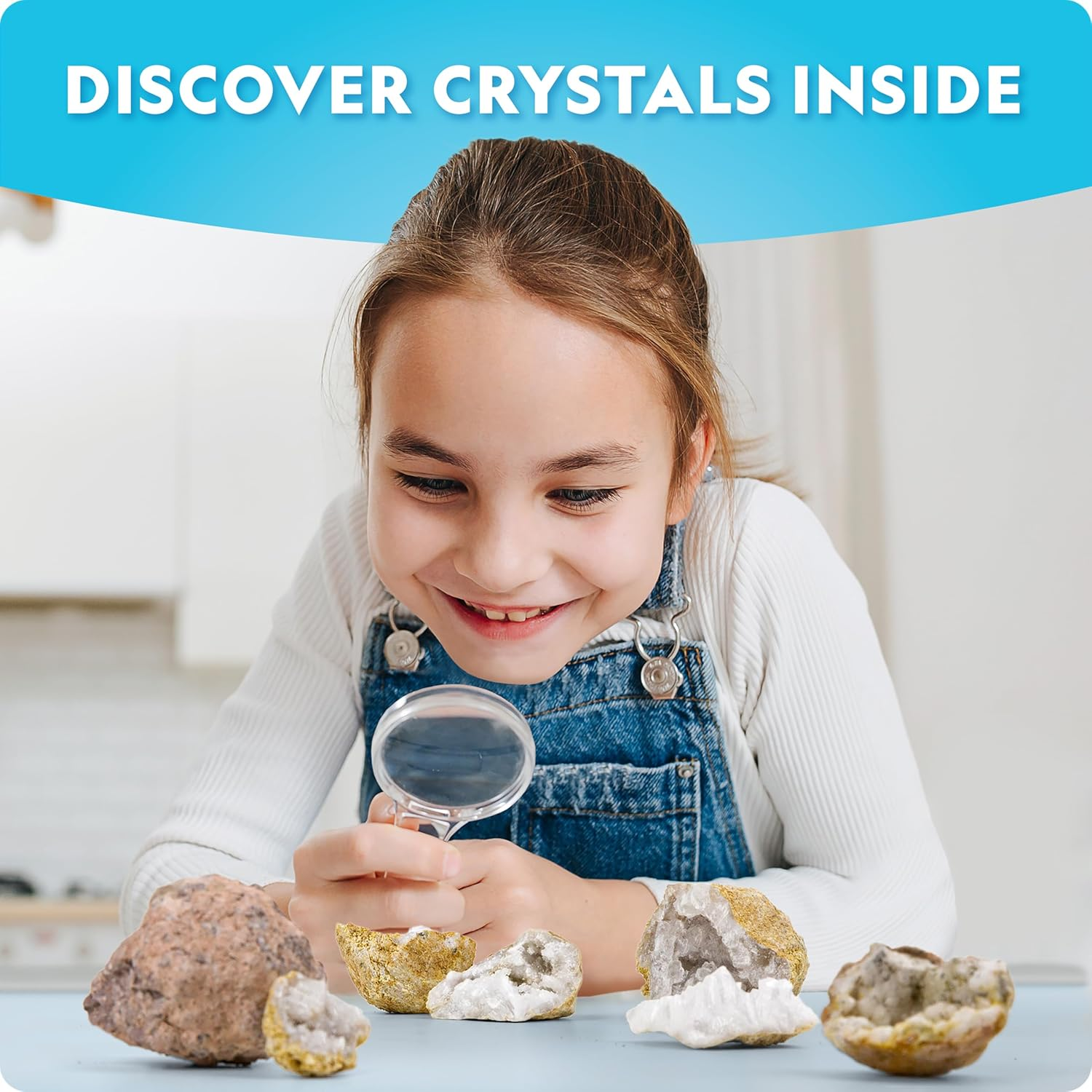 National Geographic Break Open 15 Premium Geodes - with Goggles, Detailed Learning Guide, 3 Display Stands, Great Stem Science Toy & Educational Kit image number 2