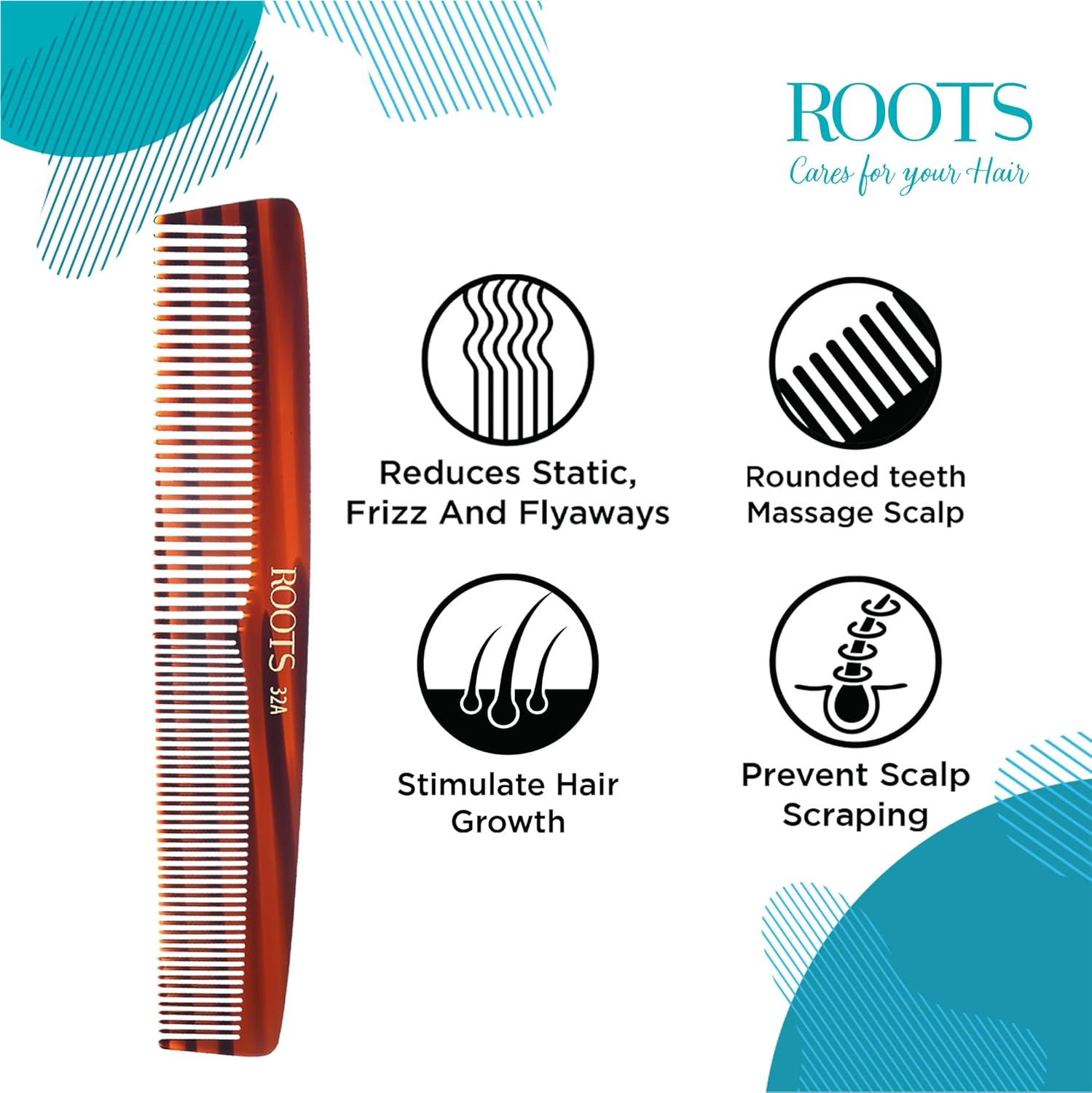 Roots - Brown Combs for Hair - Dressing Comb - Wide & Thin Tooth Comb - Comb for Wome image number 3