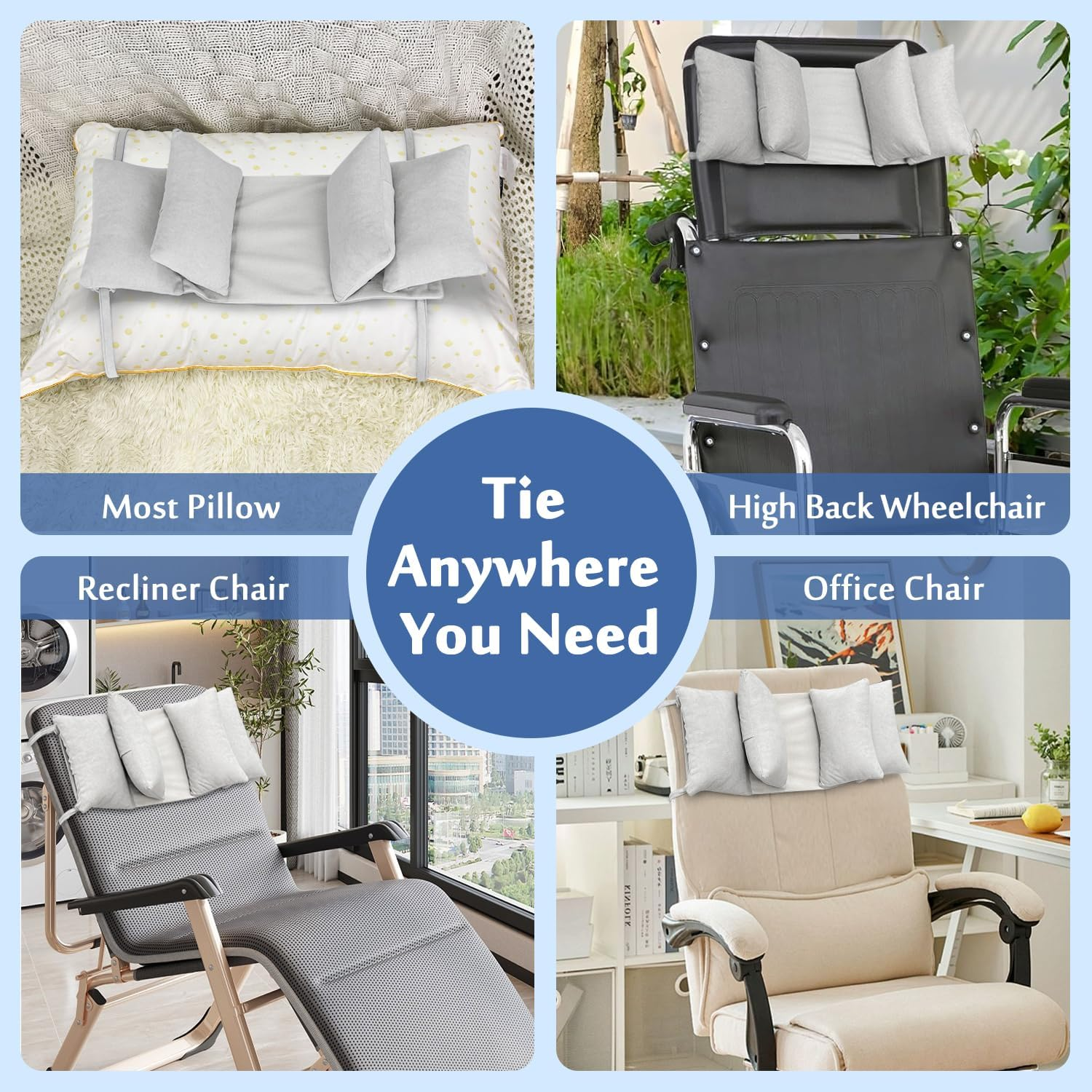 Mybow Neck Stabilizer Wedge Surgery Pillows for Sleeping Upright Head Straight Medical Positioning Wedge Recliner Wheelchair Neck Support Side Sleeper Head Positioner Elderly Disabled Bedridden image number 1