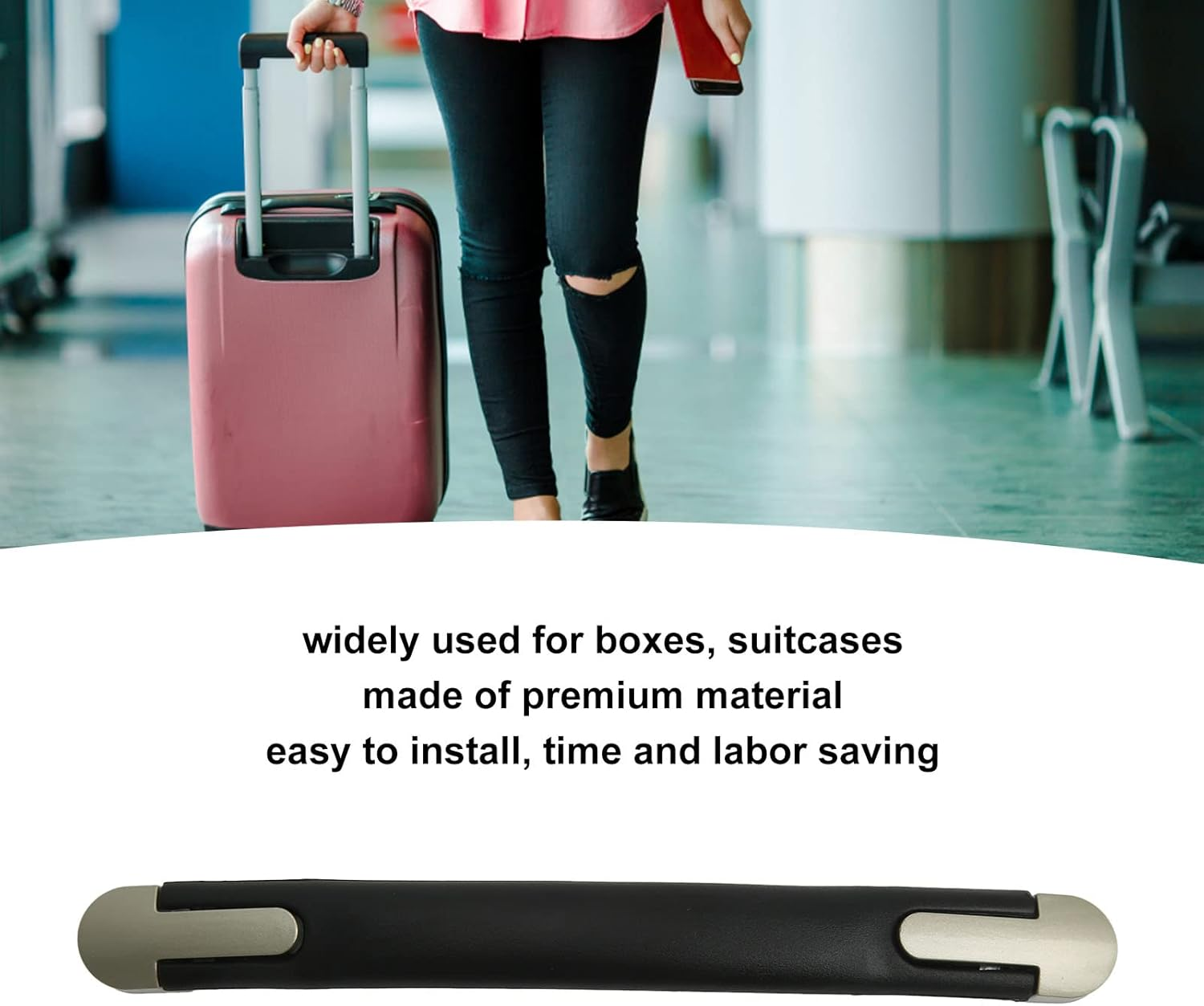 ANKROYU Suitcase Handle Kit, Portable Luggage Handle, Plastic Zinc Alloy End Cover, Luggage Case Handle, Non Slip Suitcase Handle for Travel Boxes Cases image number 3