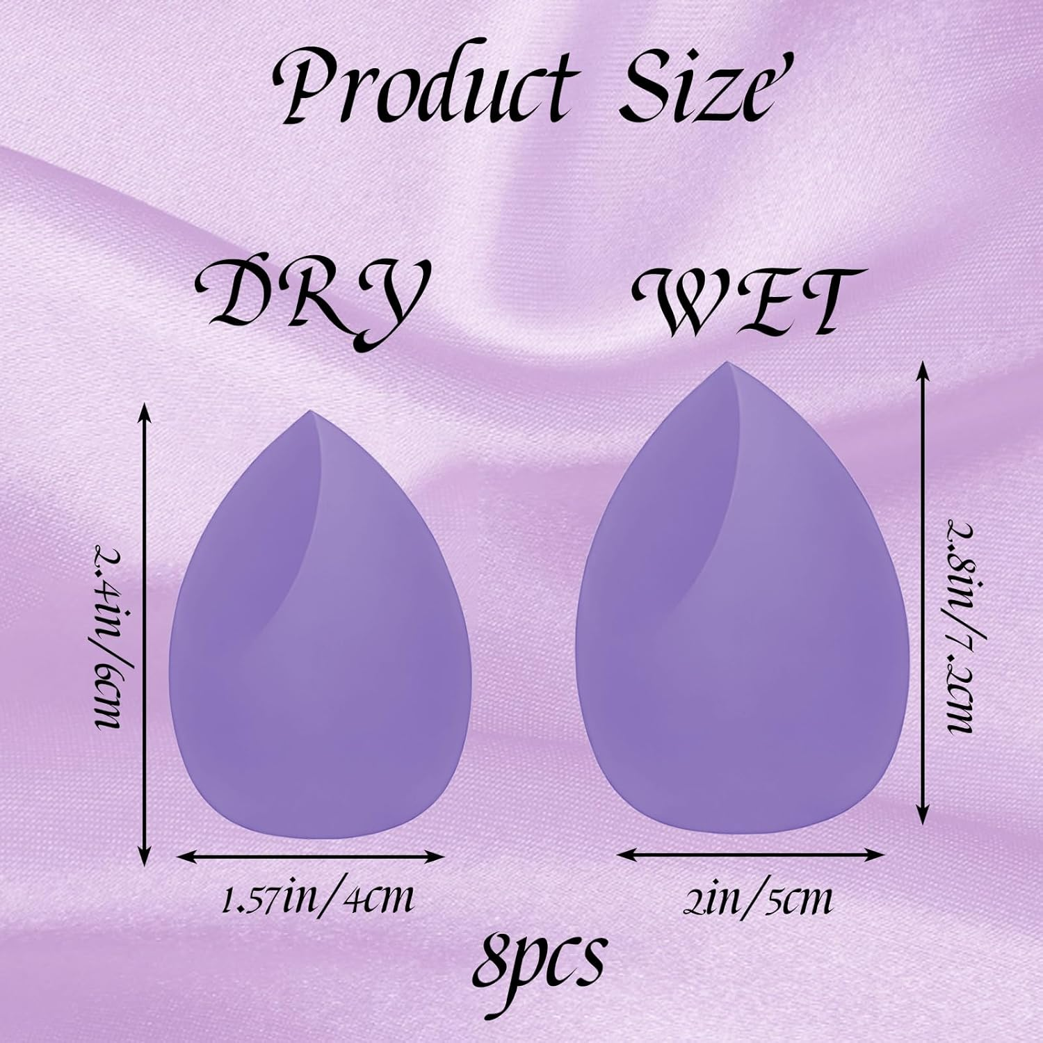 8Pcs Beauty Blender, Makeup Sponge Set, Professional Foundation Sponge for Various Base Makeup Textures, Travel-Friendly, Purple Makeup Sponges image number 4