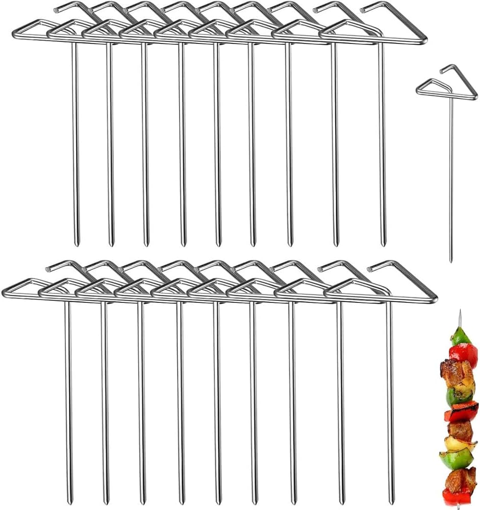 Walquicks 20 Pcs Air Fryer Chicken Stainless Steel Skewers, Skewers Vertical Stainless Steel Skewers Sticks, Reusable Metal Meat Skewers Household Air Fryer Skewers for Meat Reusable BBQ Sticks image number 1