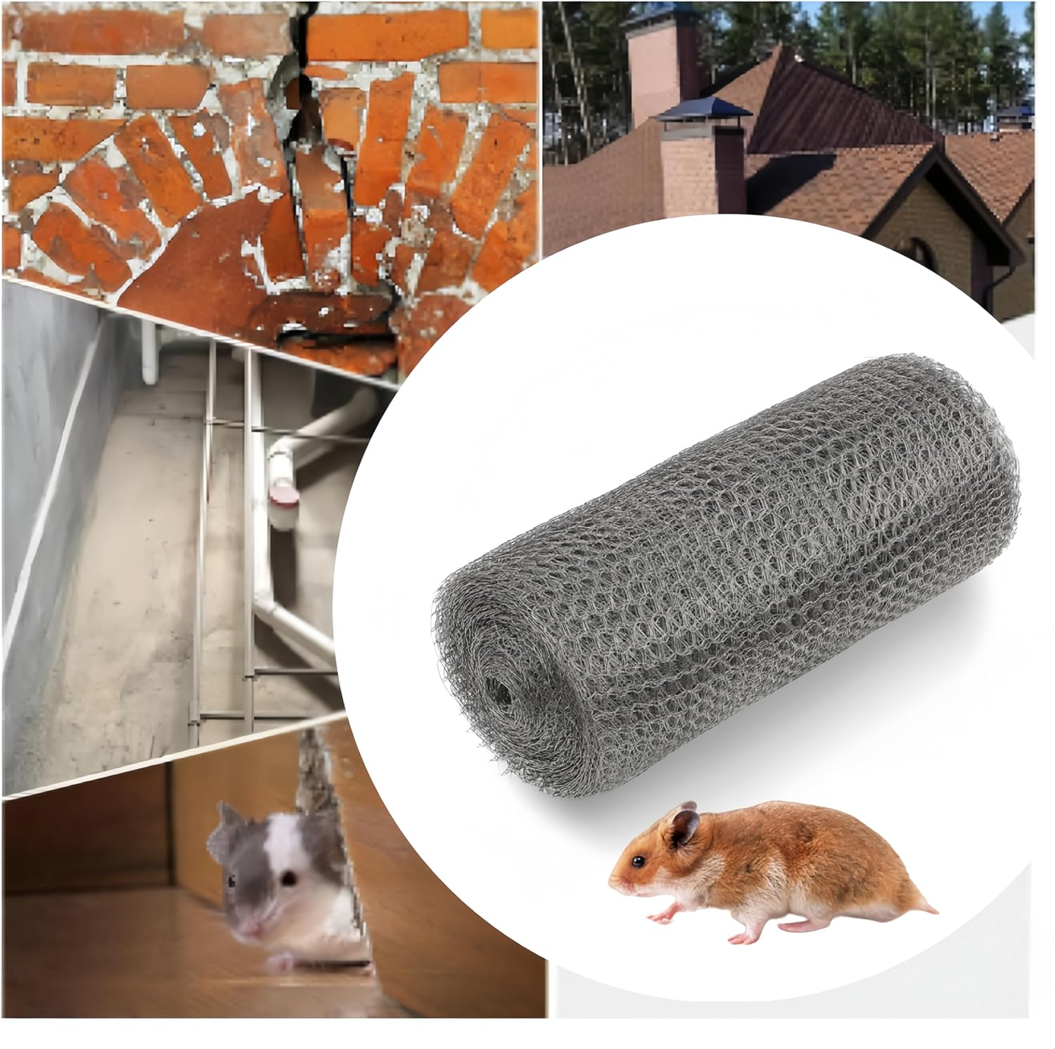 Ai-Oumleef Wire Mesh Hole Fill Fabric, Stainless Steel Wire Mesh Roll Woven Rodent Mesh for Mouse Hole Filler Garden Barrier Outdoor Use(12.7Cm*3M) image number 1