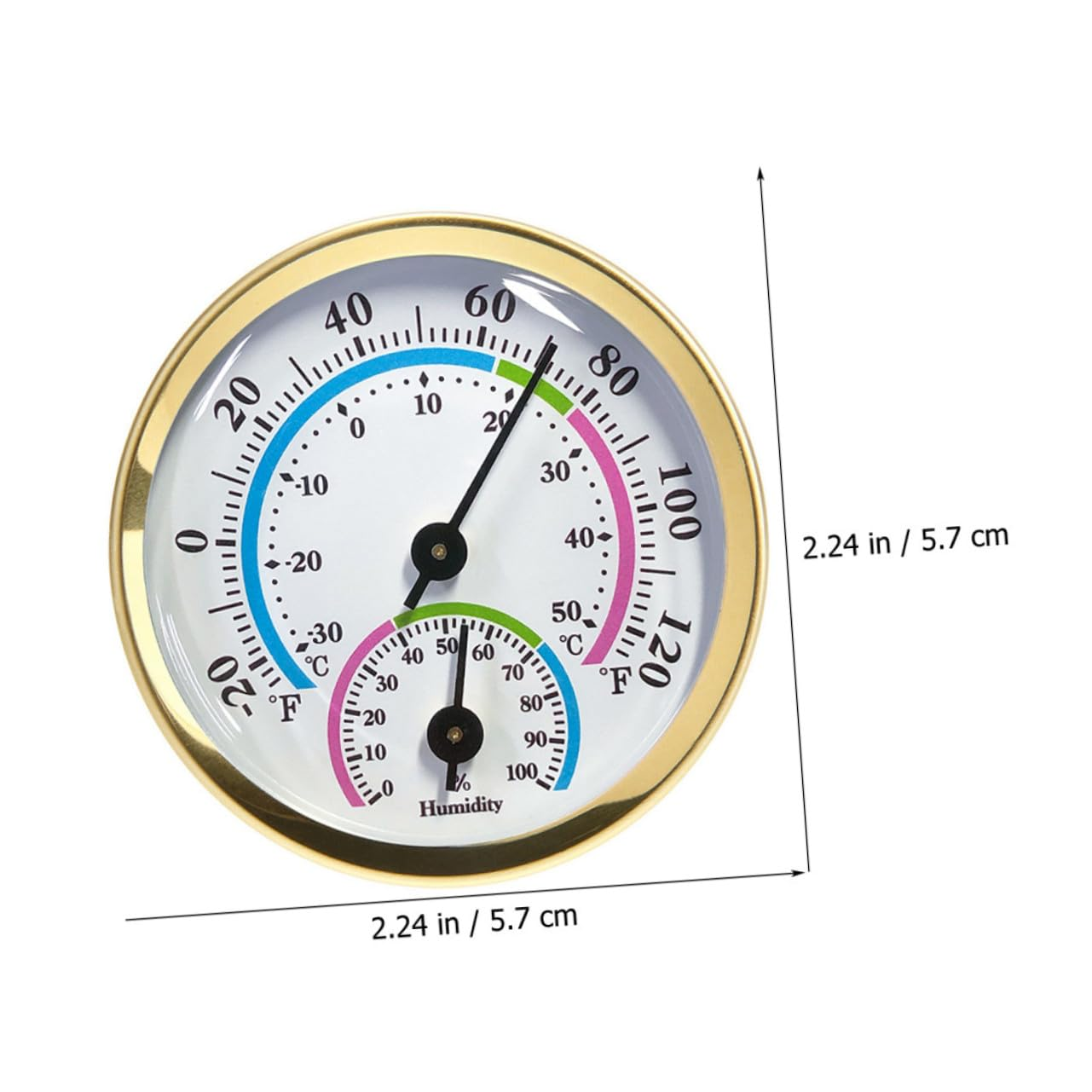 Ifundom 2Pcs Mini Indoor Thermometer Hygrometer Gold Decorative Humidity Gauge for Wine Cabinets Rooms Office Wall Mount Moisture Sensor image number 3